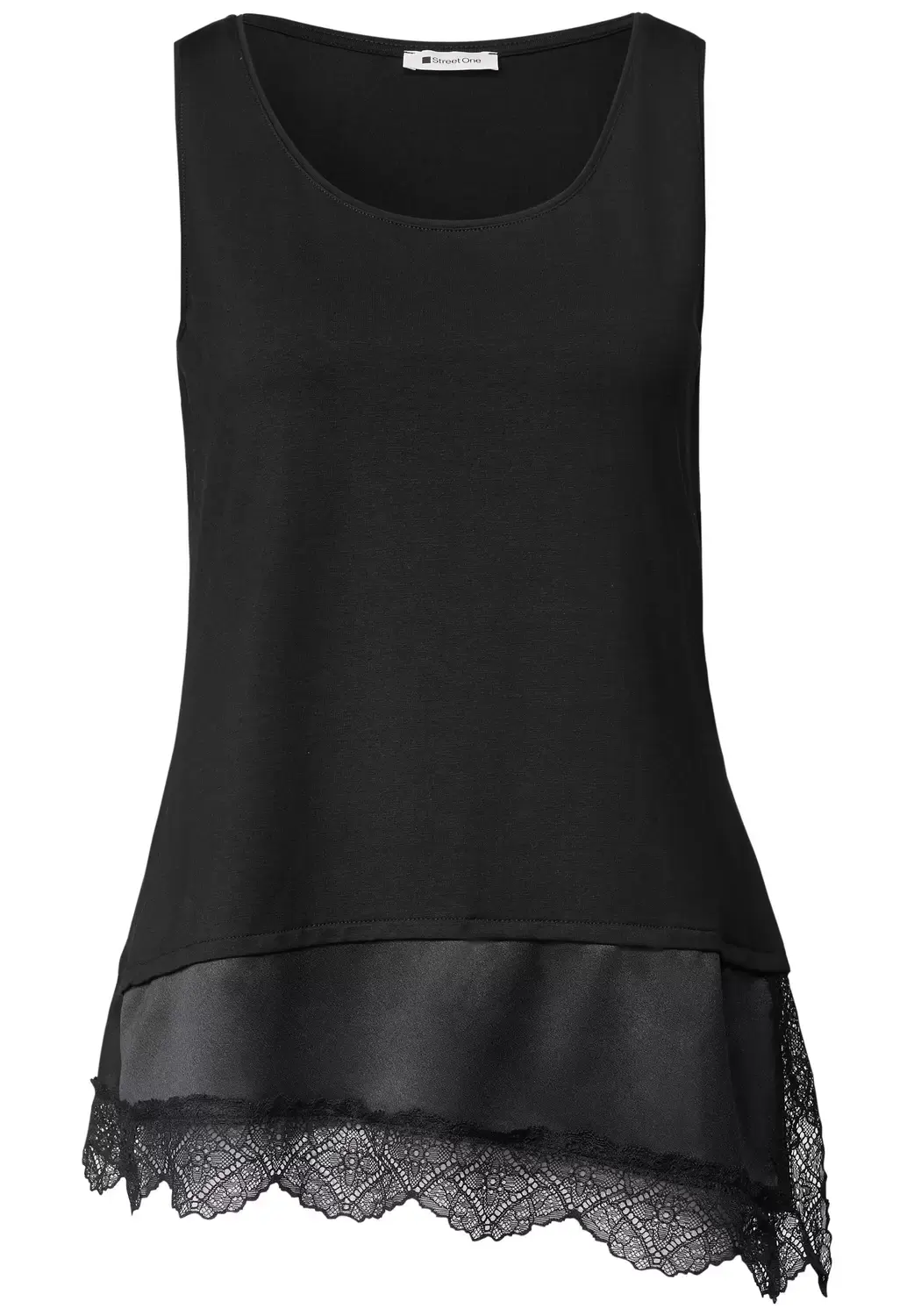 Street One top w.diagonal woven bottom, Black
