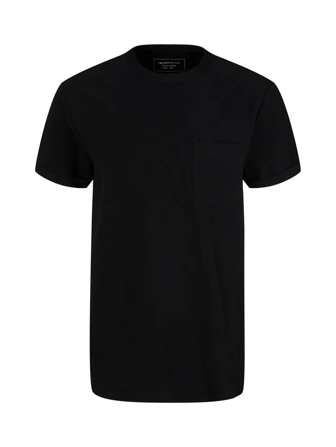 Tom Tailor t-shirt with pocket and turnup, Black