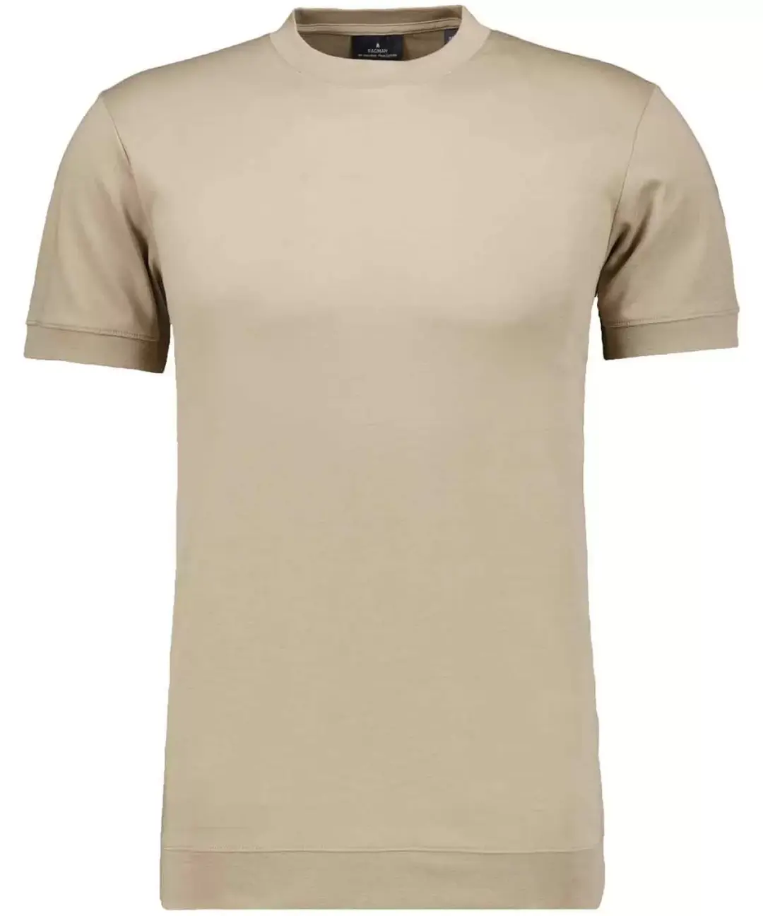 Ragman T-Shirt round neck waist rib, WALNUSS