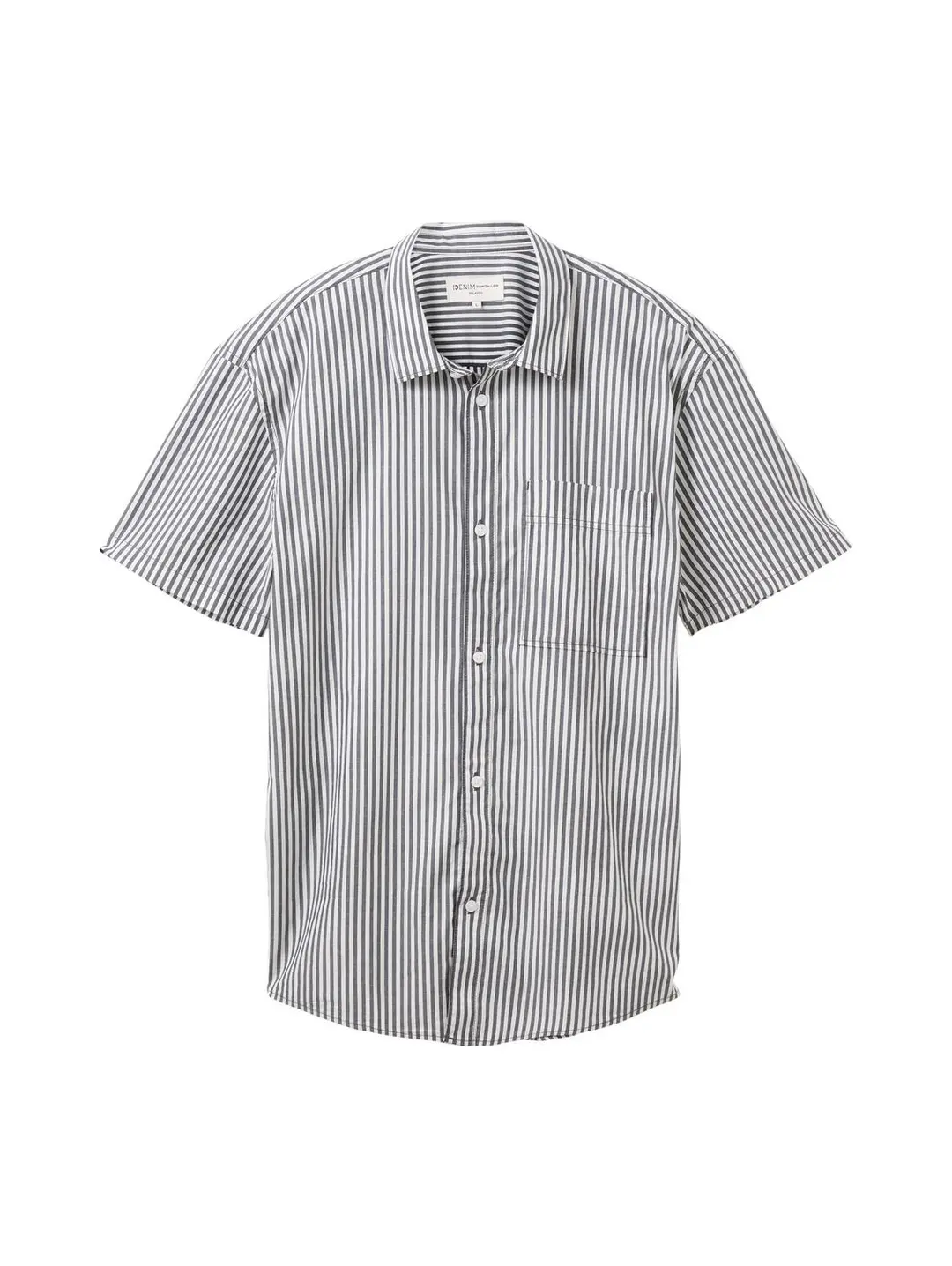 Tom Tailor relaxed striped shirt, navy wool white stripe