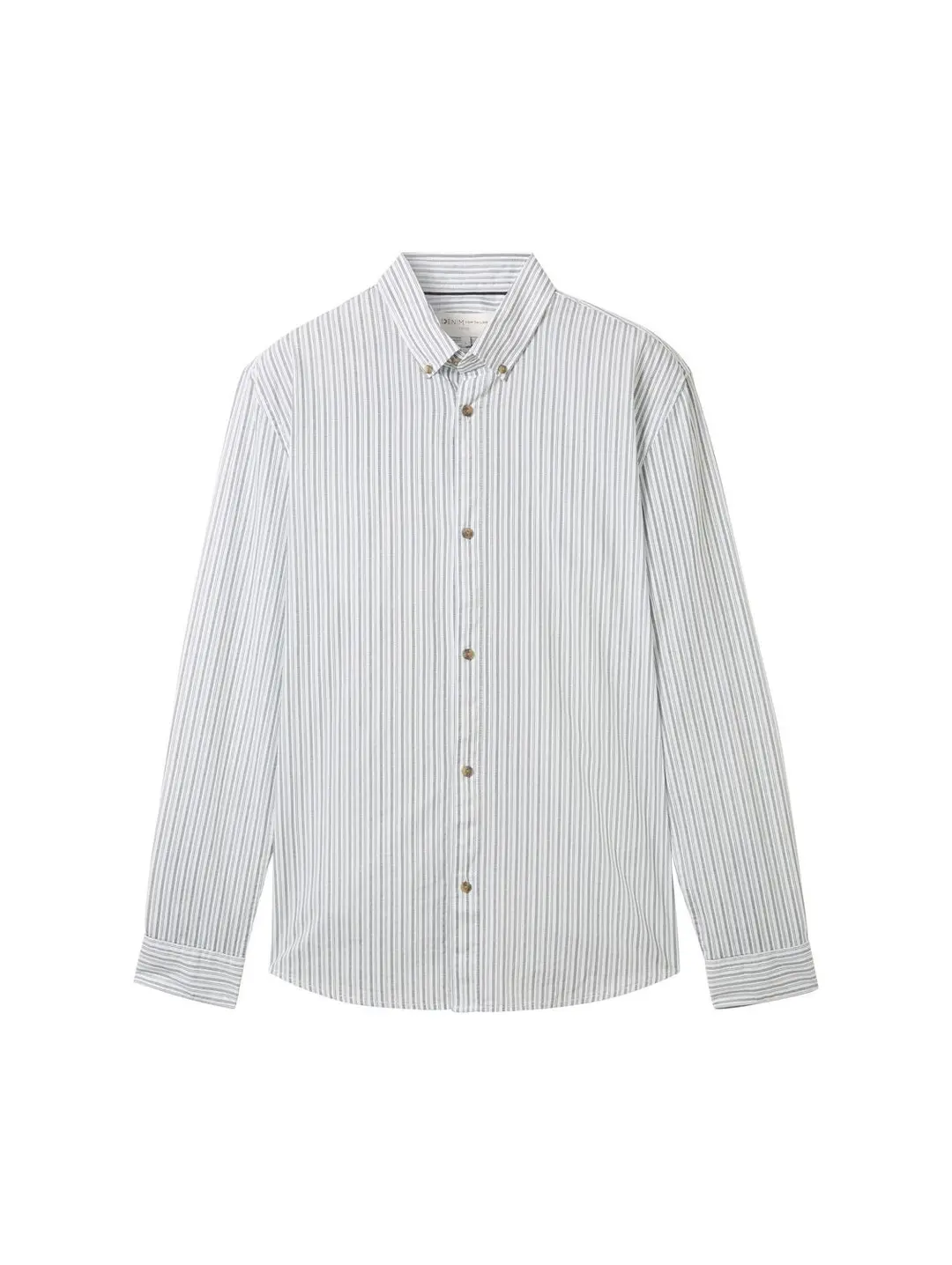 Tom Tailor fitted printed poplin shirt, white navy striped design