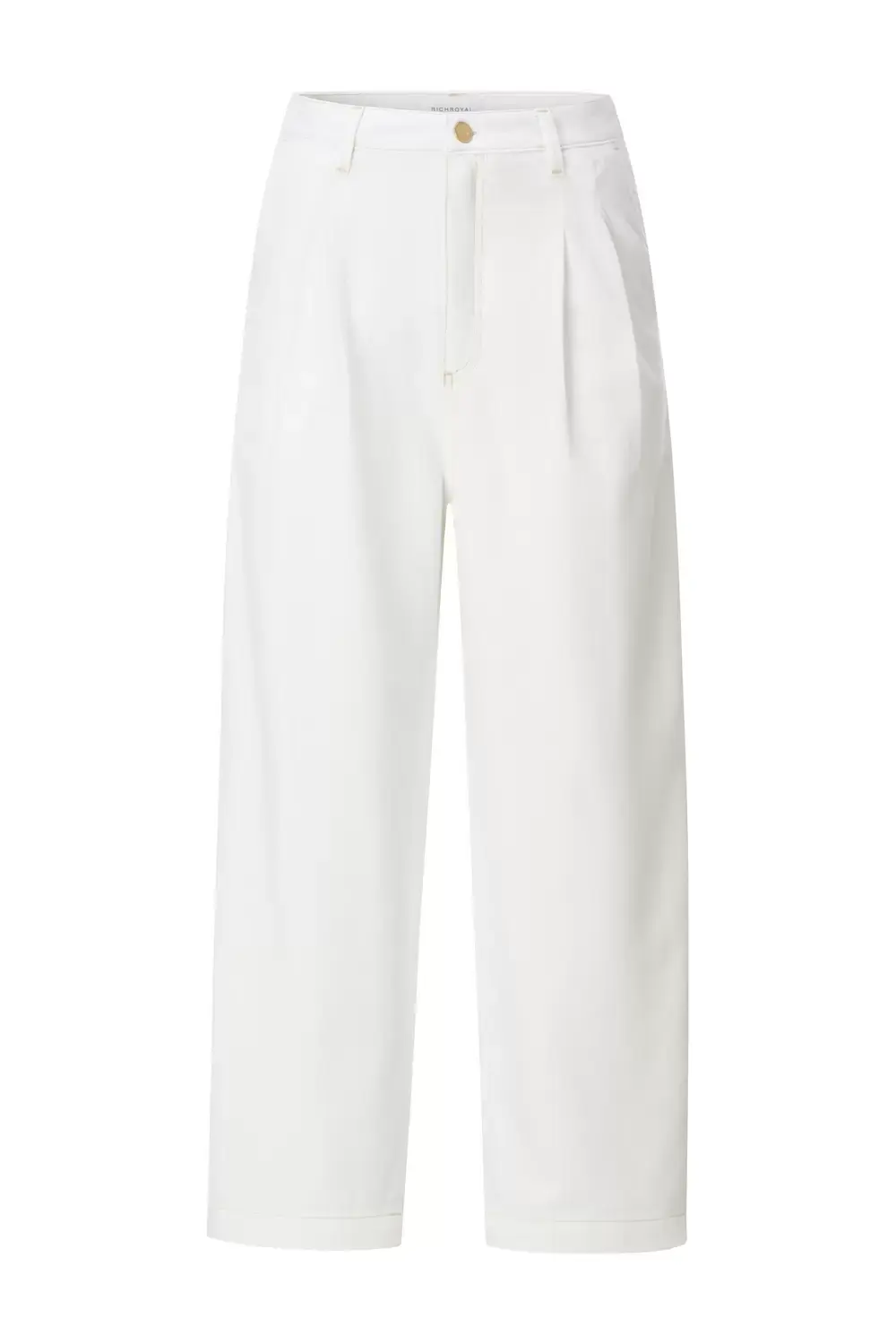 Rich & Royal Pleated Barrel Leg Denim, white stone