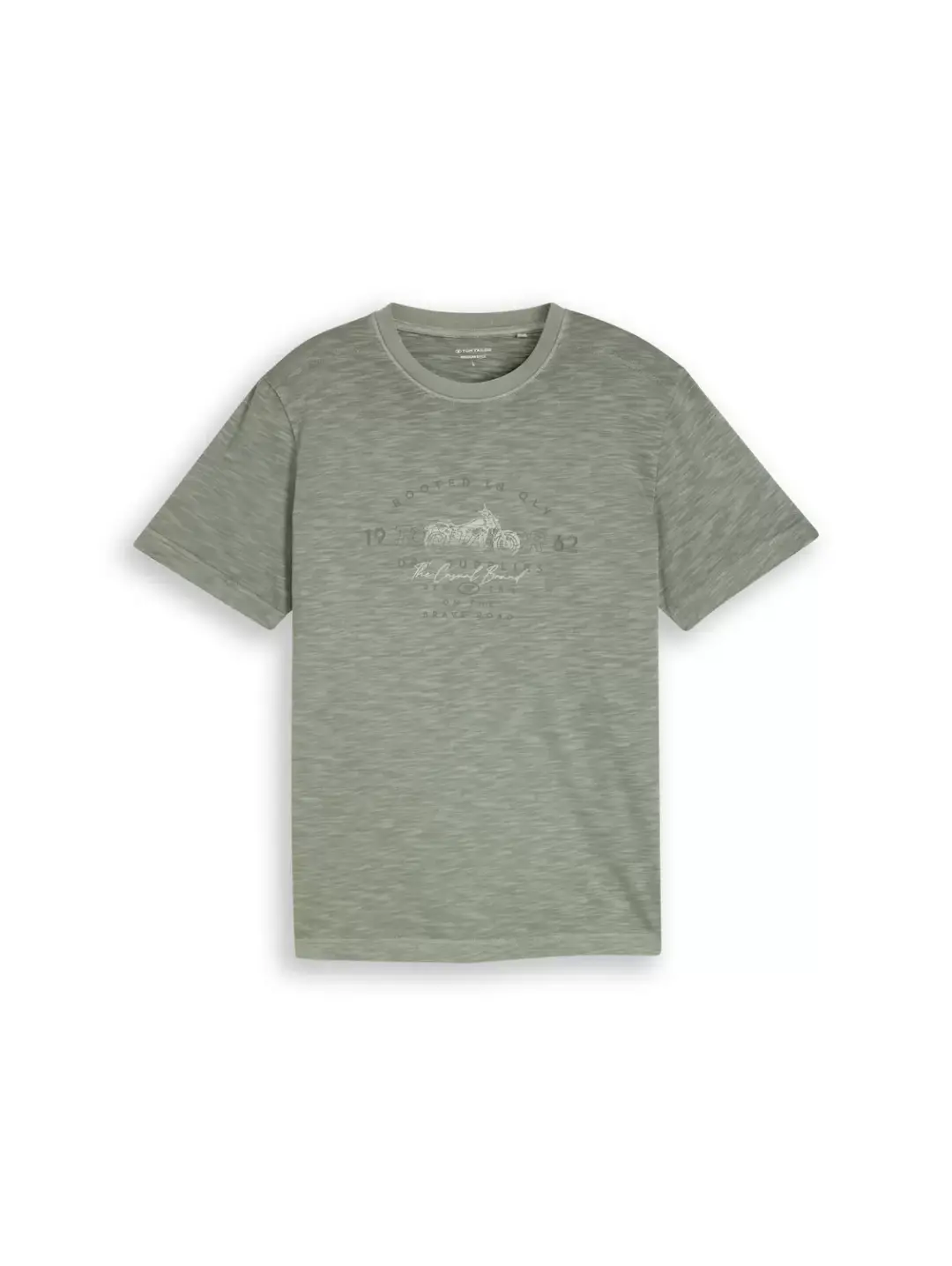 Tom Tailor printed garment dye t-shirt, Greyish Shadow Olive