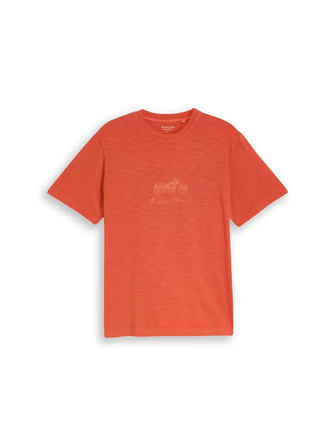 Tom Tailor printed garment dye t-shirt, Chili Orange