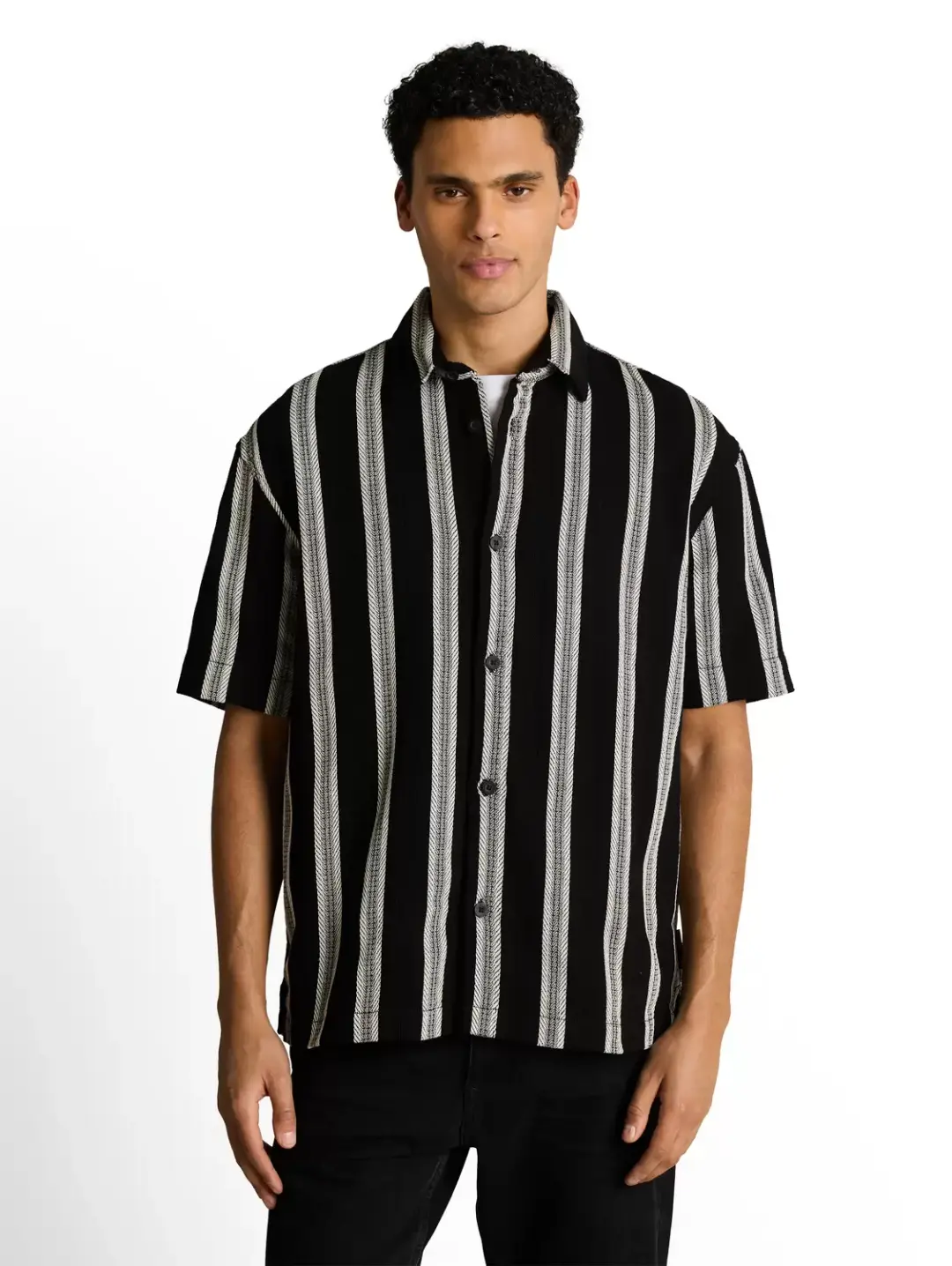 Tom Tailor loose heavy structured striped, black big stripe