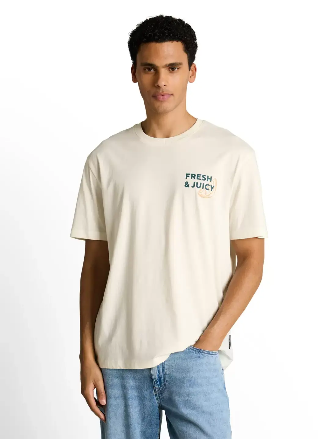 Tom Tailor relaxed printed t-shirt, Wool White