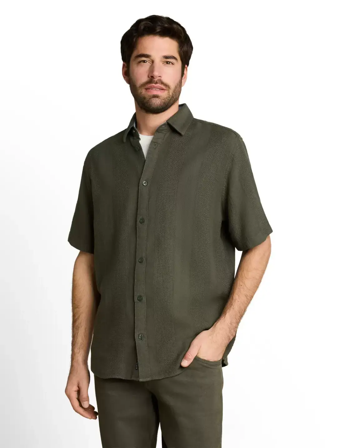Tom Tailor comfort structured shirt, deep leaf green