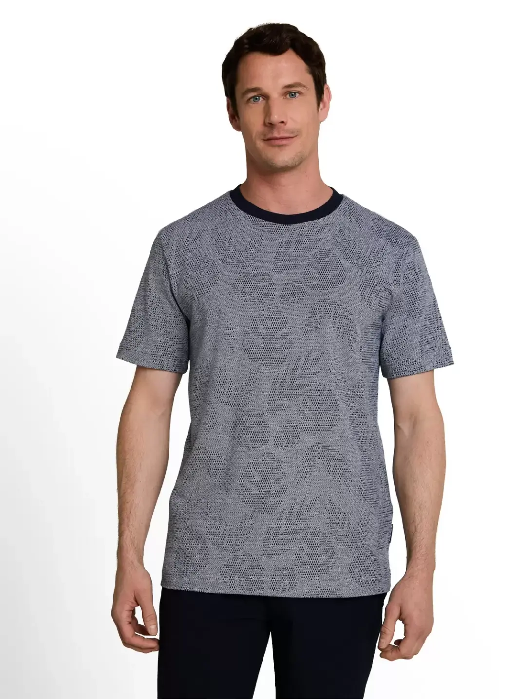 Tom Tailor jaquard t-shirt, navy leaf jacquard design