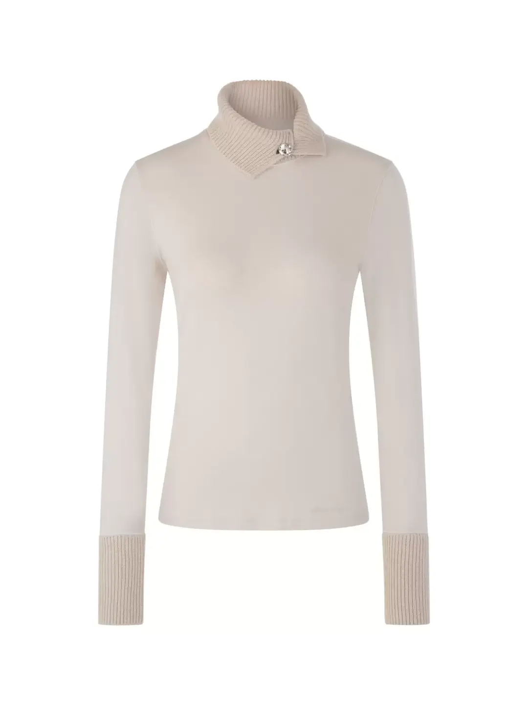 Marc Cain Collections Longsleeve mit gestricktem Kragen ZC 48.44 J15 – Weiß