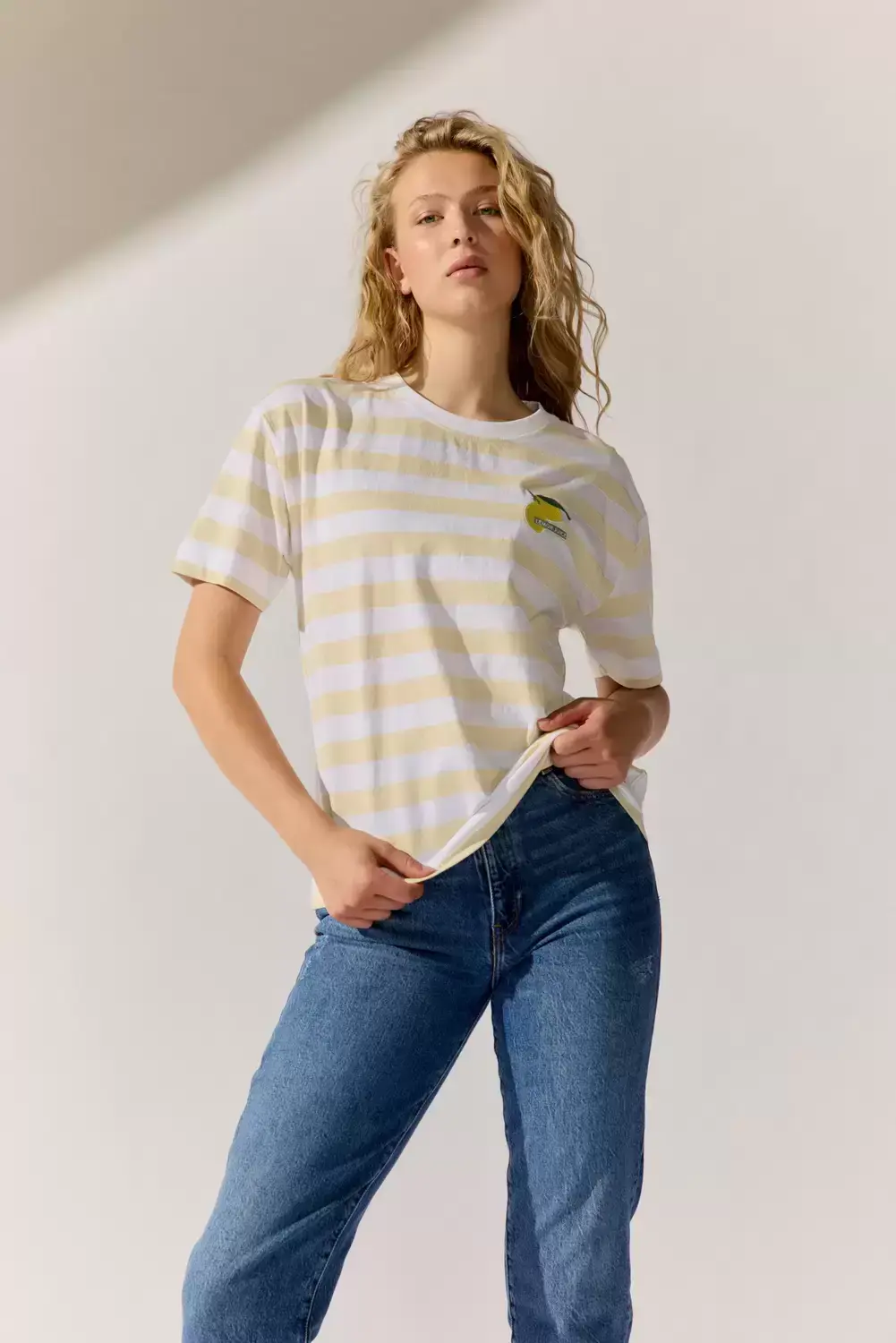 The Fashion People Striped T-Shirt `Lemon`, BUTTERCREAM STRIPE