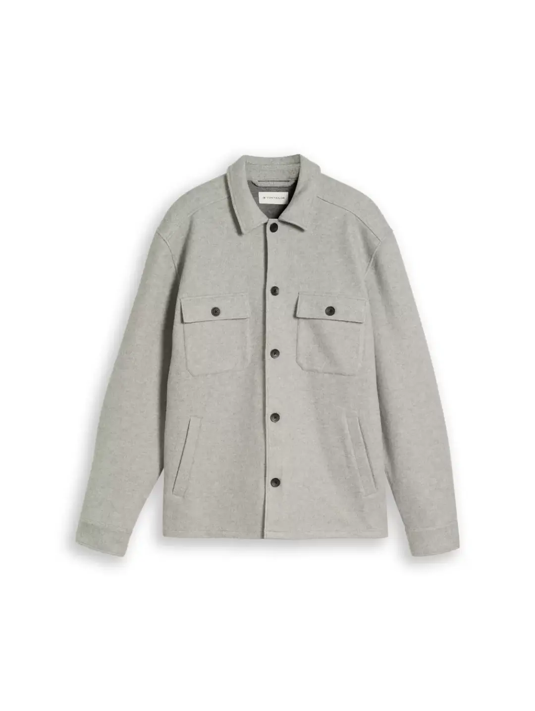 Tom Tailor woolish overshirt, Knit Grey Melange