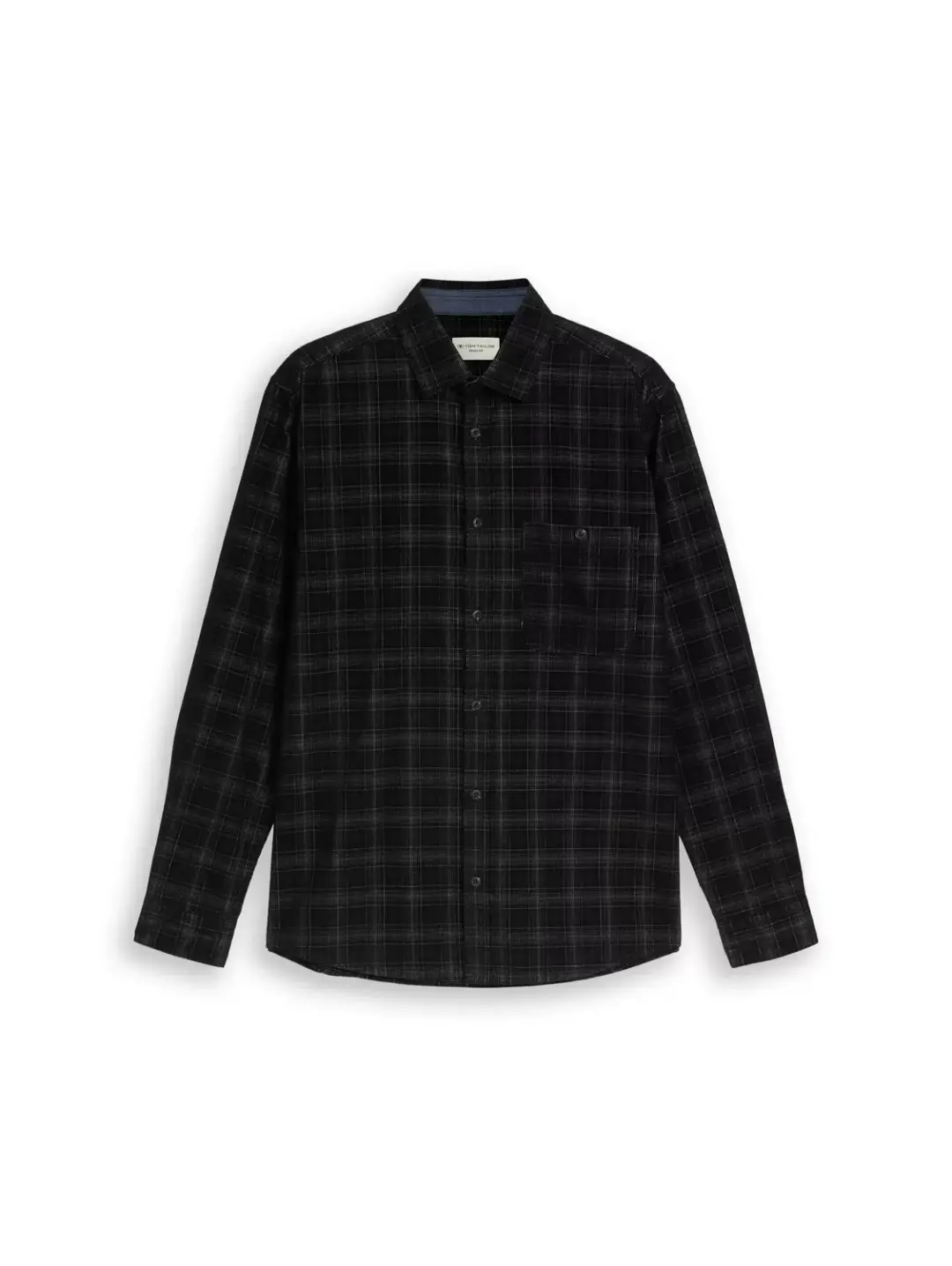 Tom Tailor corduroy checked shirt, black based blue check