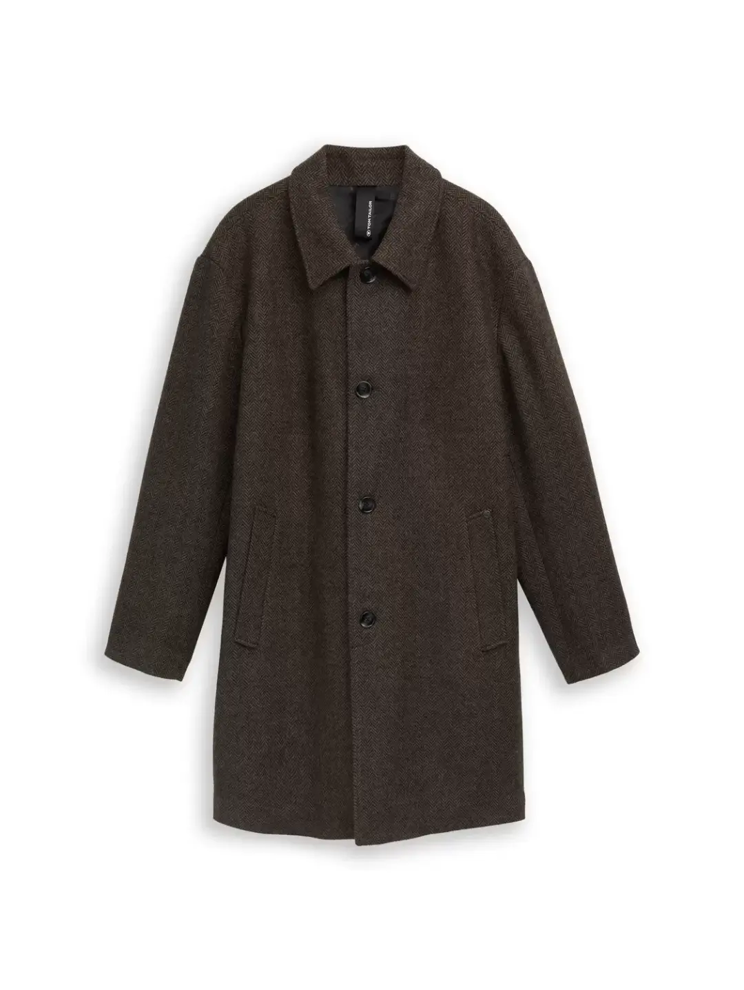 Tom Tailor wool coat, dark brown structure