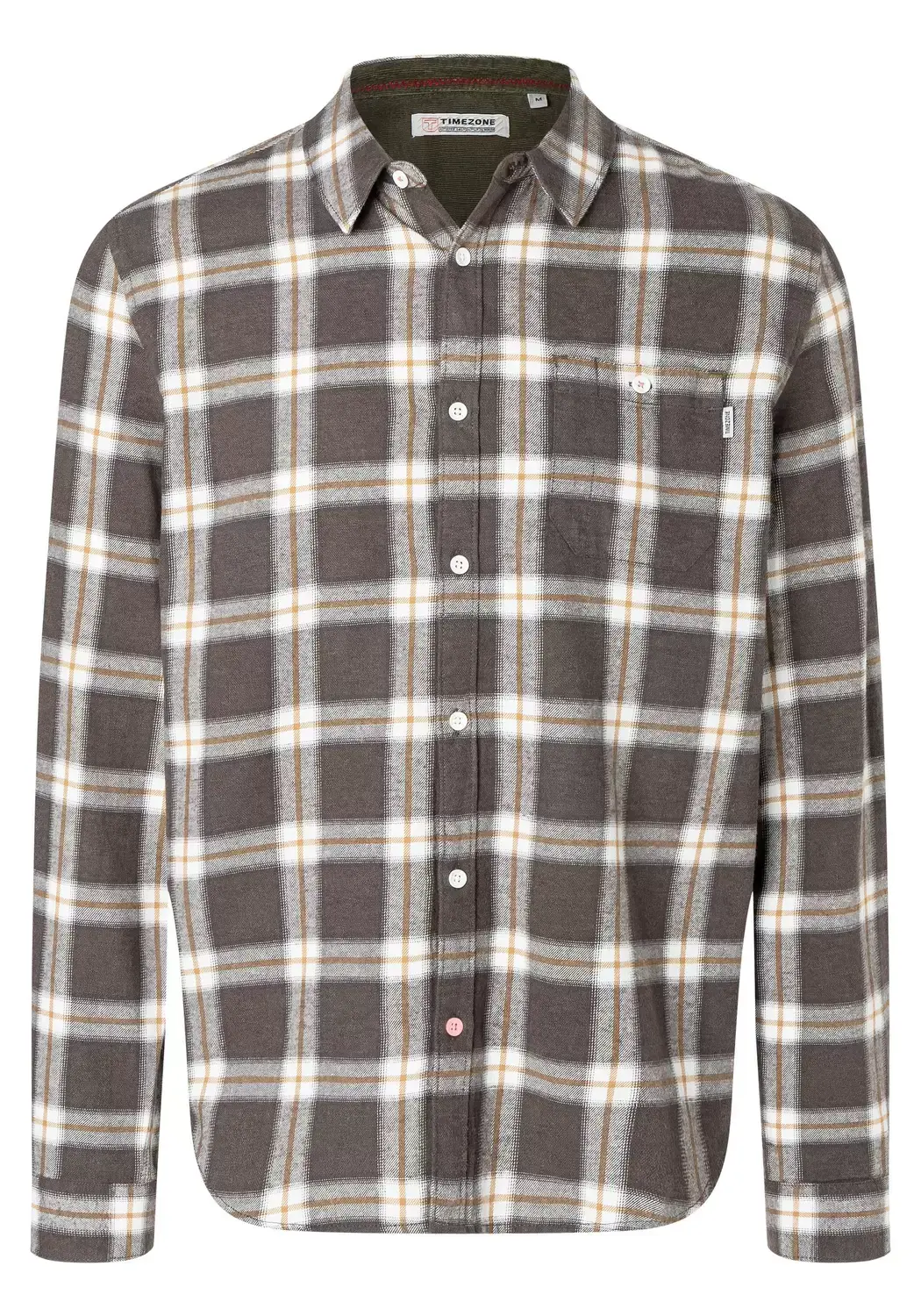 Timezone Unisex MenCheck Classic Shirt, camel check