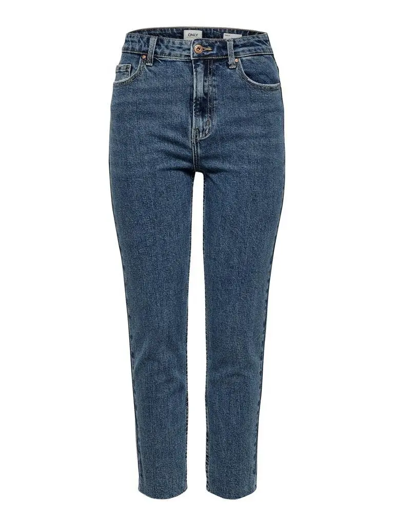 Only ONLEMILY HW ST RAW CR AN MAE05 NOOS, Dark Blue Denim