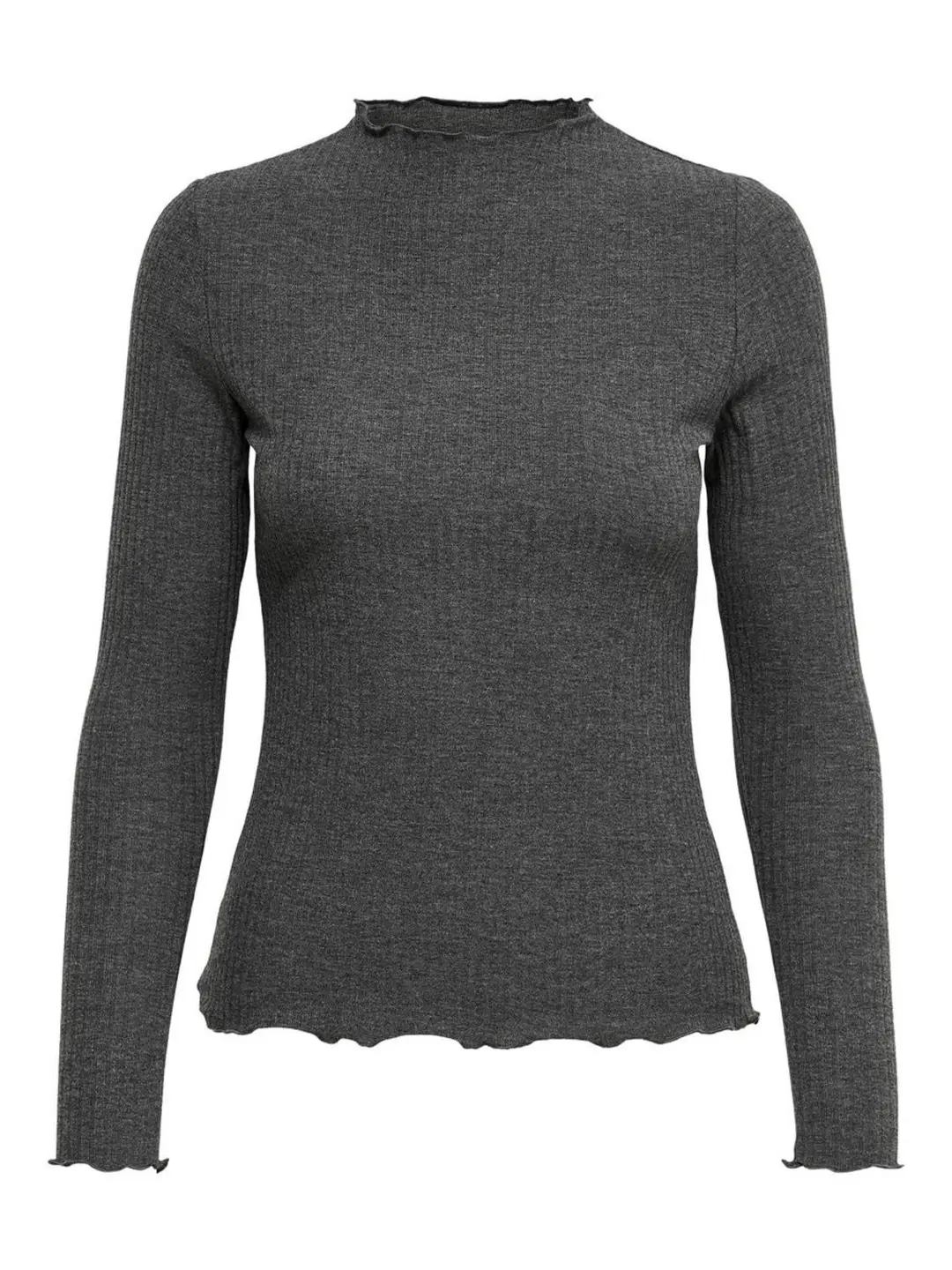 Only ONLEMMA L/S HIGH NECK TOP NOOS JRS, Dark Grey Melange