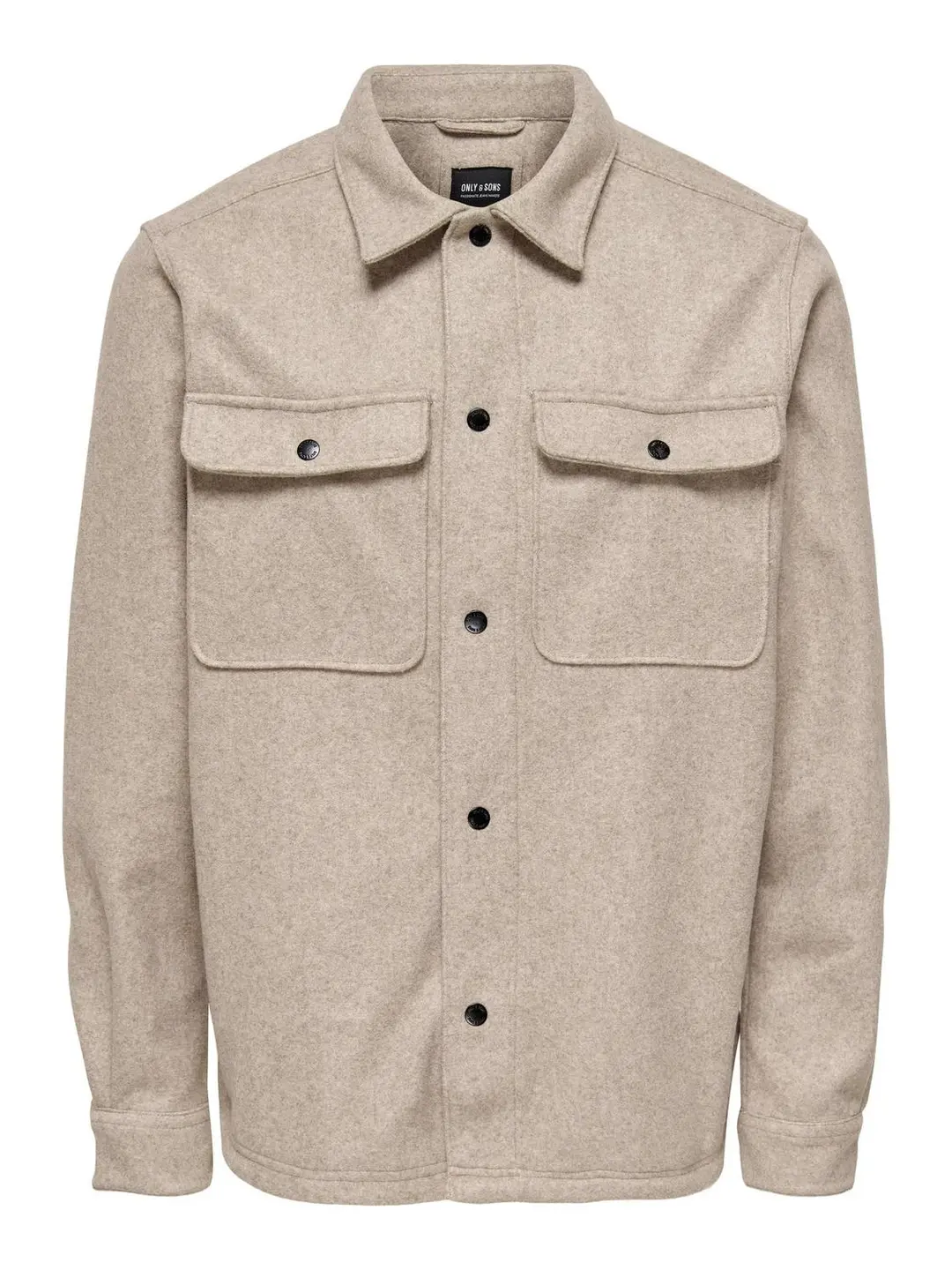 Only & Sons ONSASH OVR WOOLEN LOOK PKT LS SHIRT, Chinchilla