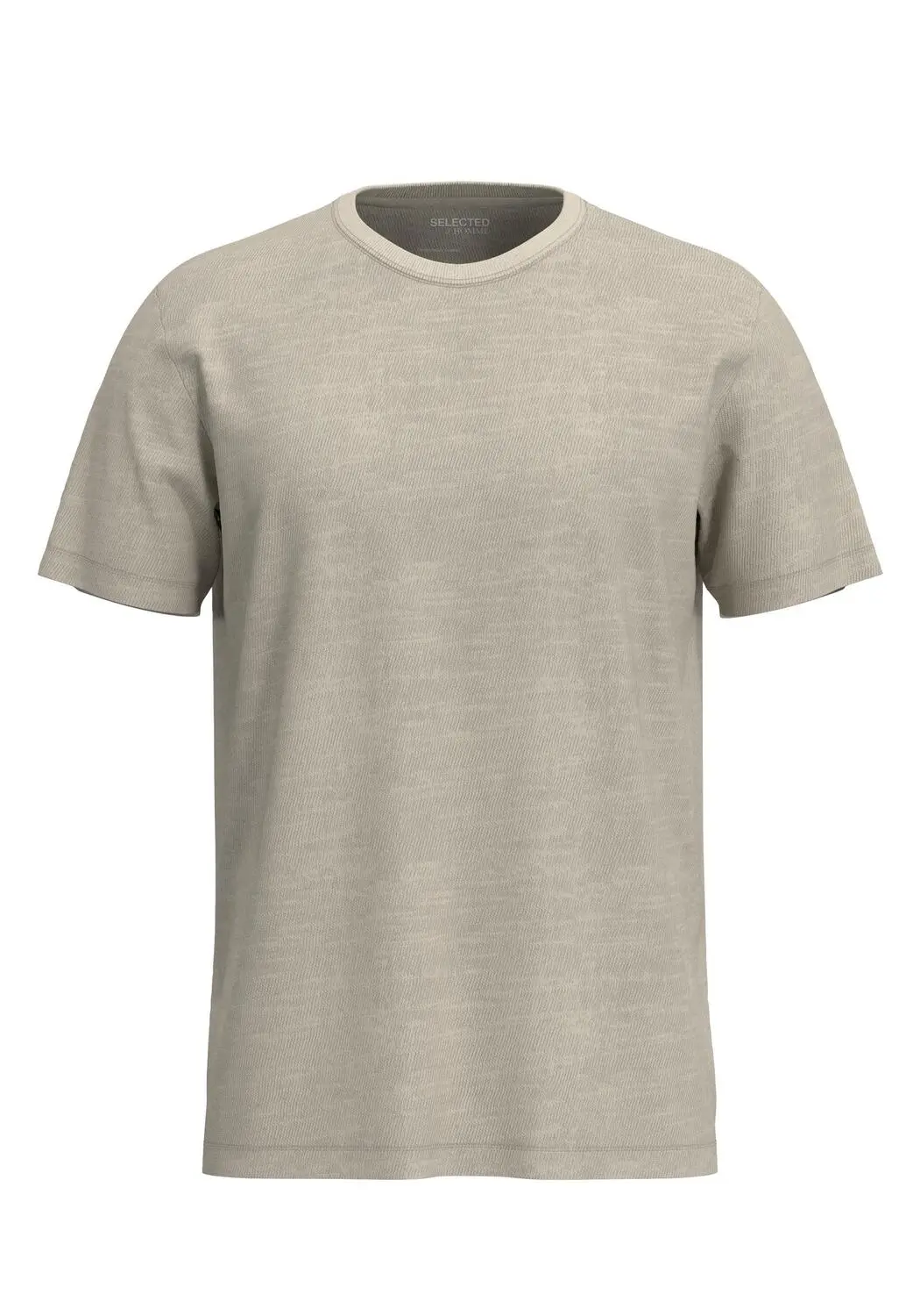 Selected SLHASPEN SLUB SS O-NECK TEE NOOS, Oatmeal