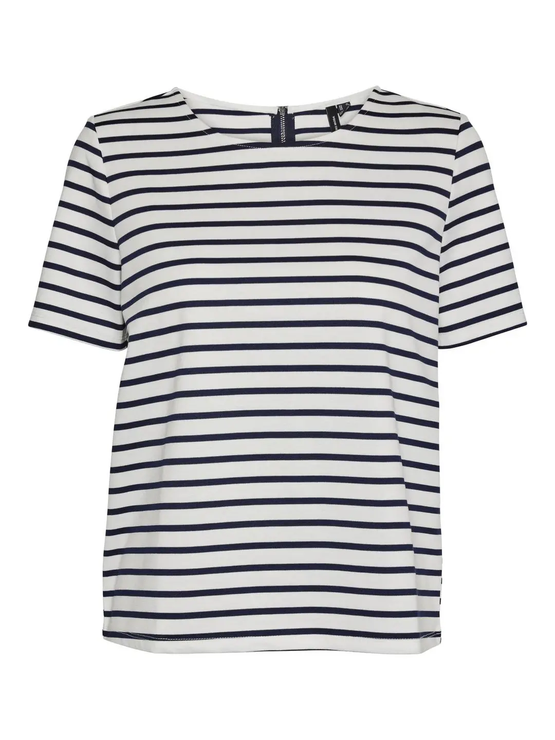 Vero Moda VMABBY SS ZIP TOP JRS NOOS, Snow White/NAVY BLAZER