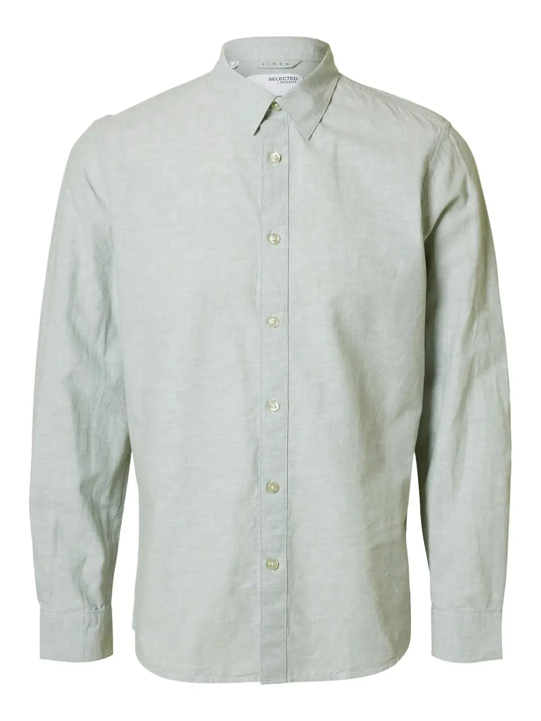 Selected SLHSLIM-SUN SHIRT LS NOOS, Iceberg Green/w. White