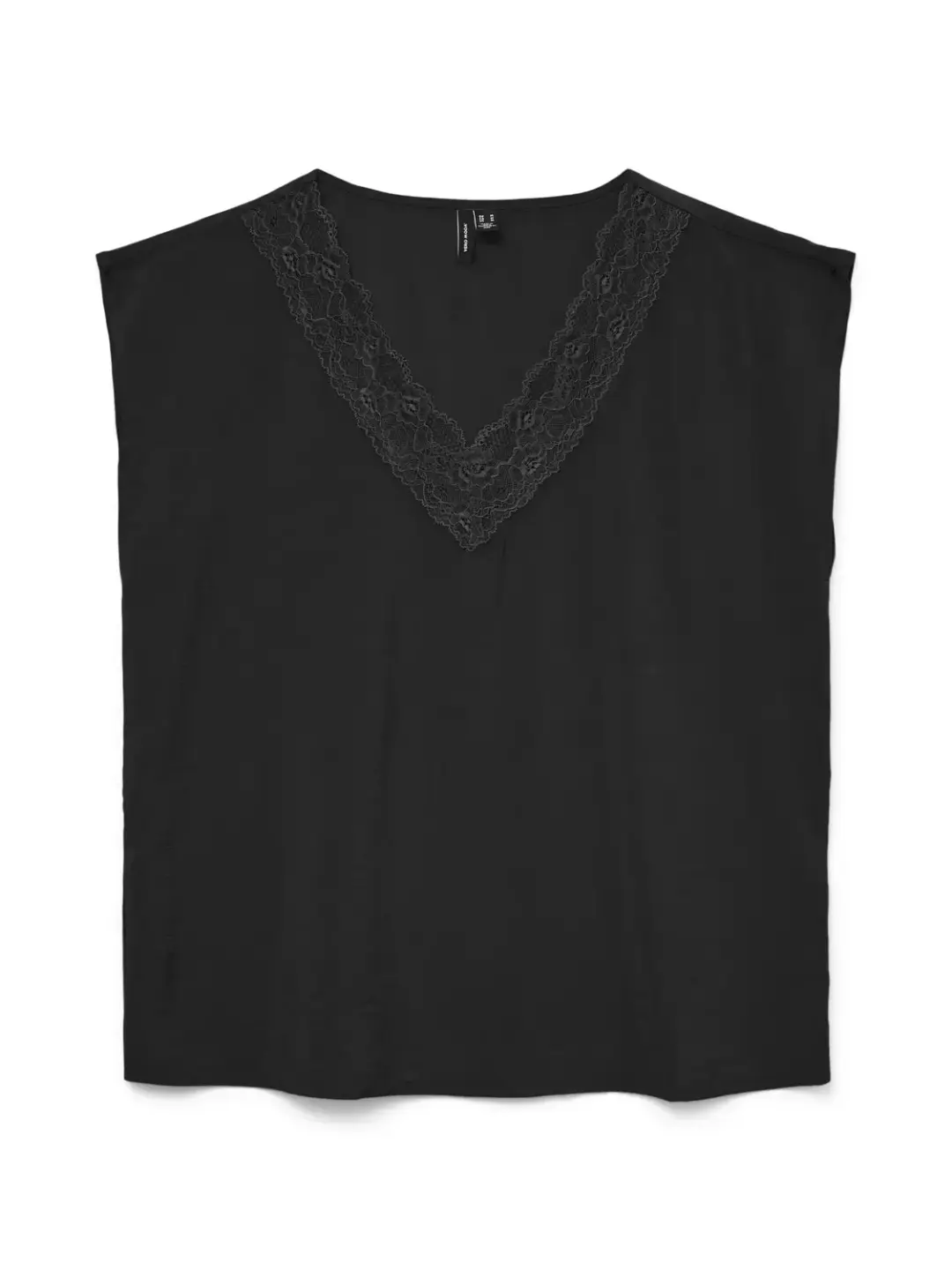 Vero Moda VMSAFA SL V-NECK LACE TOP WVN GA NO, Black