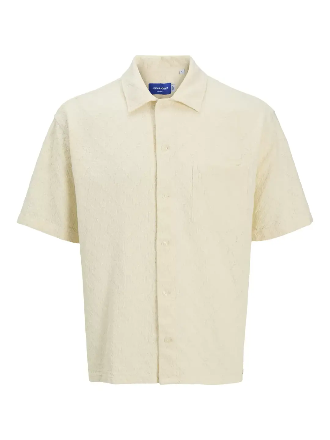 jack & jones JORTAVIRA TEXTURE SHIRT SS LN, Antique White
