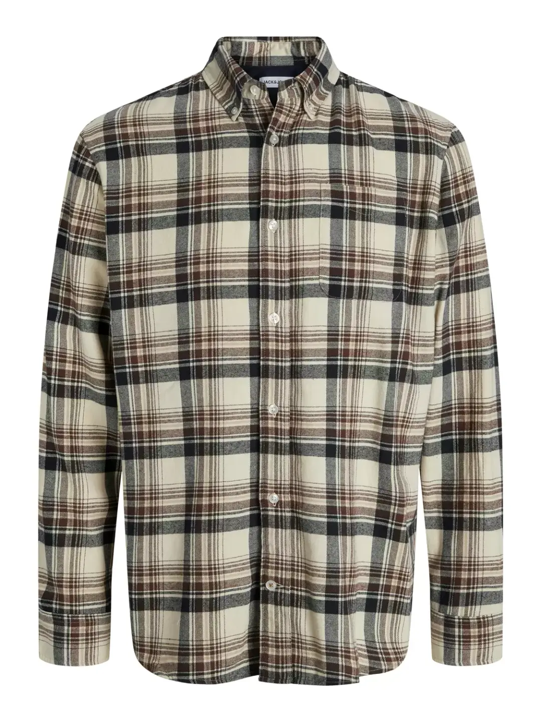 jack & jones JJECLASSIC FLANNEL CHECK SHIRT LS S, Antique White