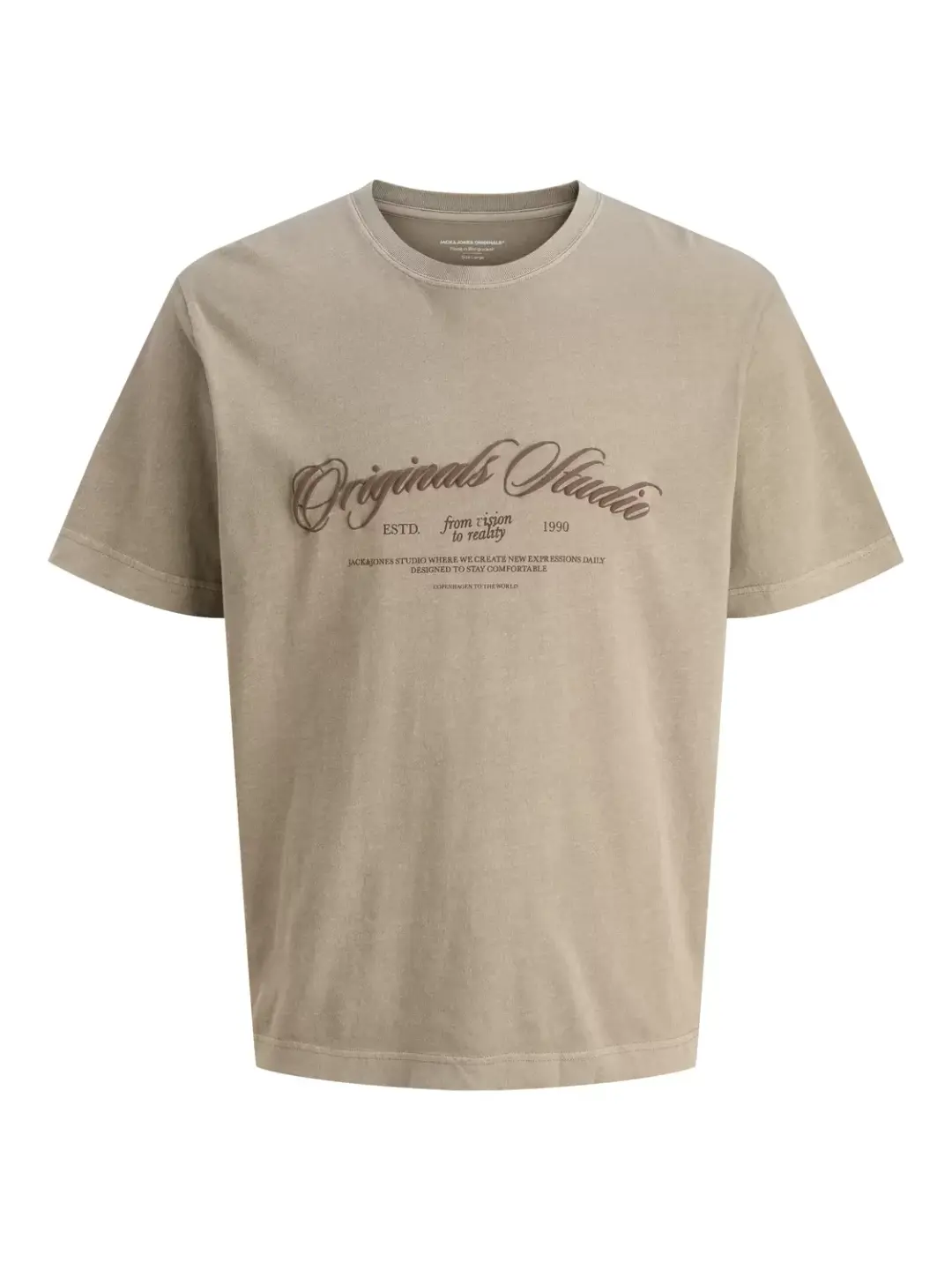 jack & jones JORINWOOD WASH TEE SS CREW NECK, Mocha Meringue