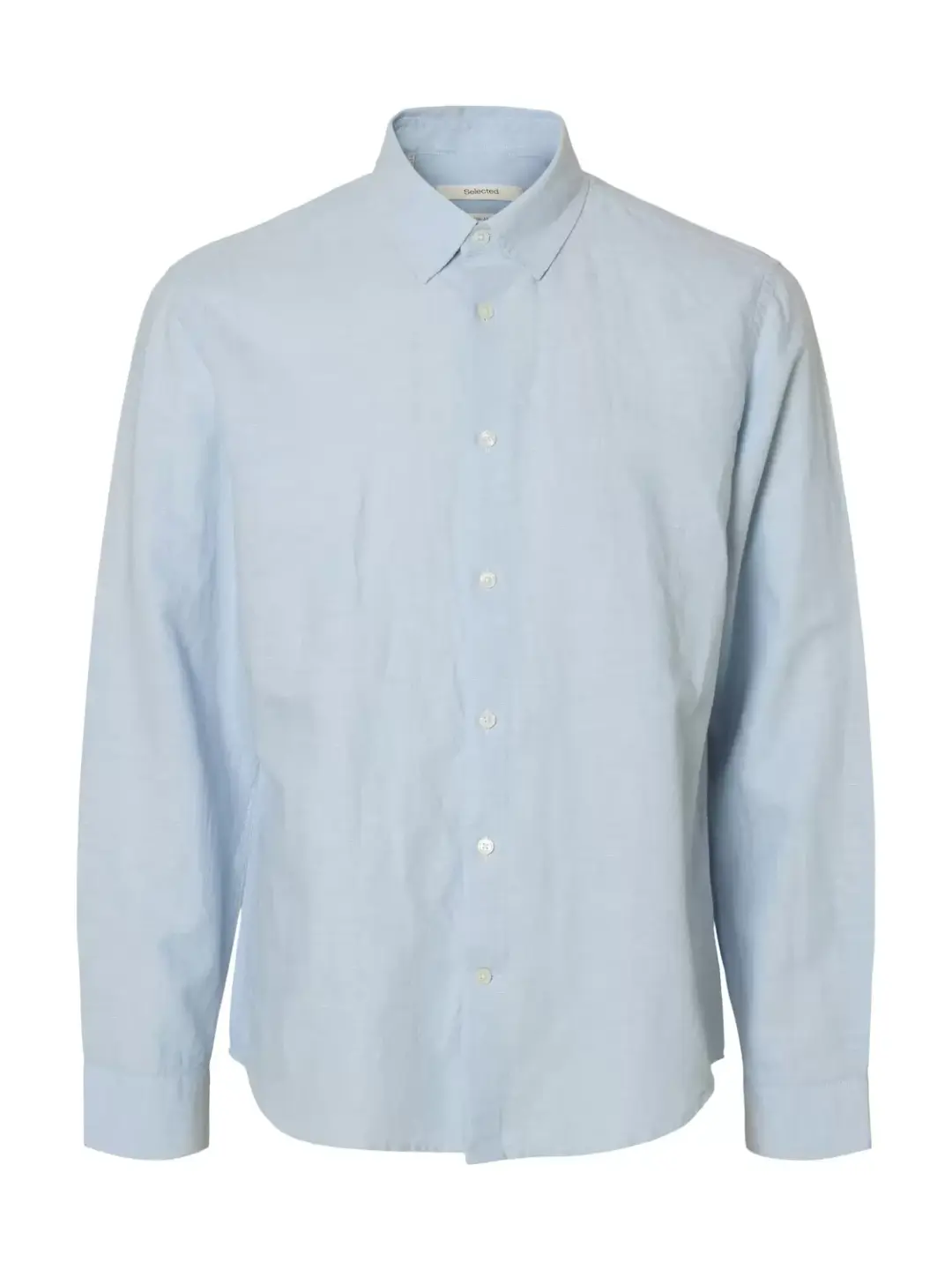 Selected SLHREGCLAY LINENBLEND LS SHIRT CLA, Dusty Blue/Mixed w. white