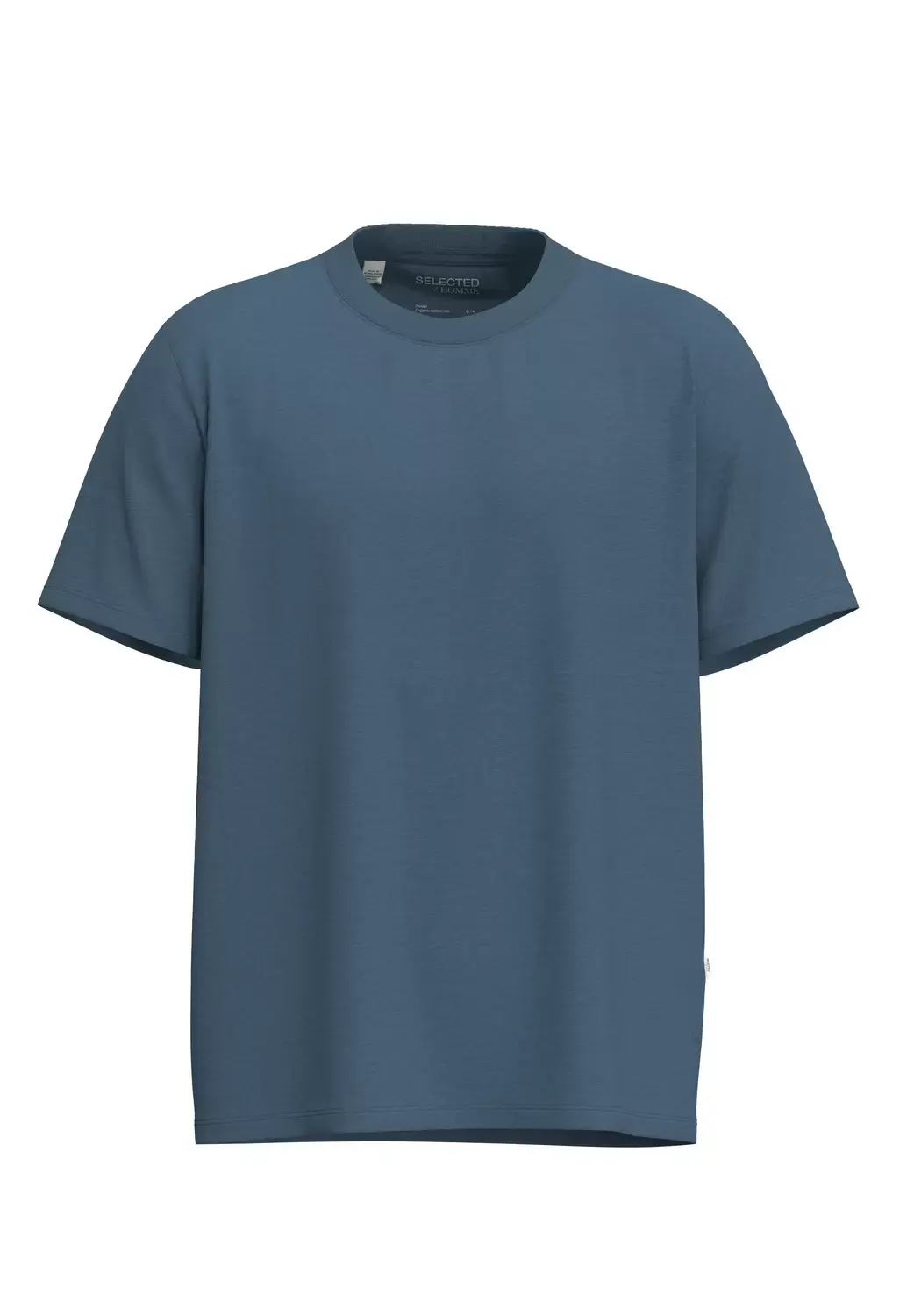 Selected SLHASPEN SLUB SS O-NECK TEE NOOS, Blue Mirage