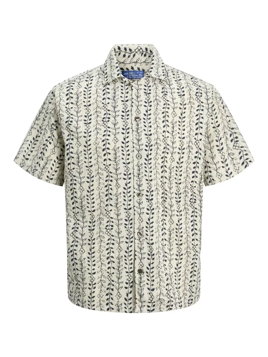 jack & jones JPRBLULYON PRINT DOBBY S/S SHIRT SN, Moonstruck/REALXFIT