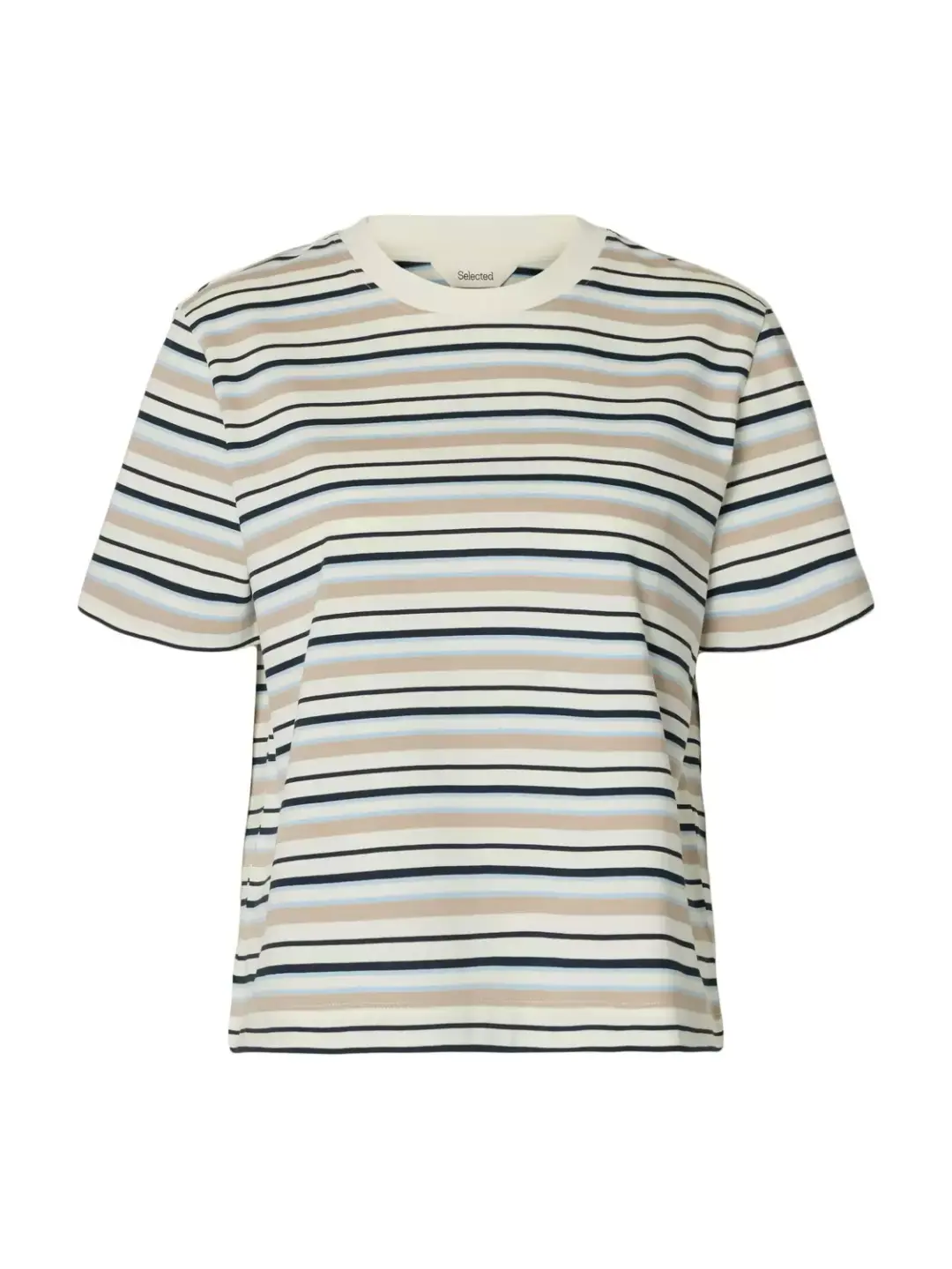 Selected Femme SLFESSENTIAL SS STRIPED BOXY TEE NO, Cashmere Blue/MULTI STRIPES