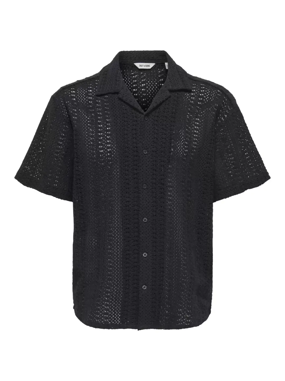 Only & Sons ONSDANI CROCHET SS SHIRT NOOS, Jet Black