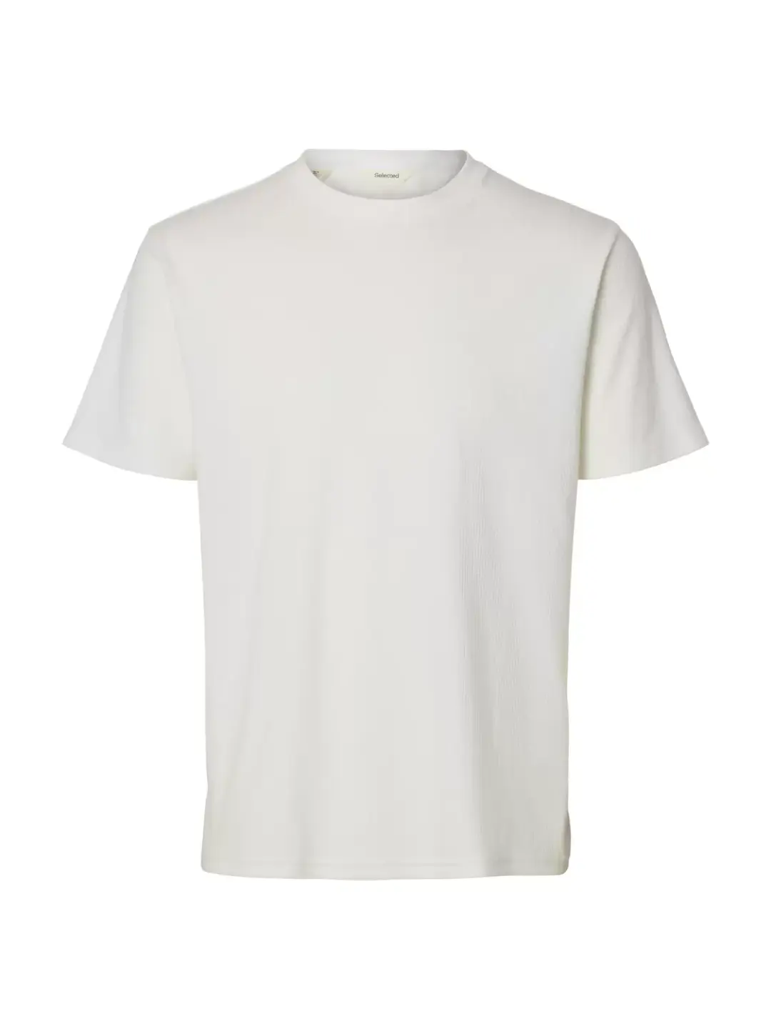 Selected SLHSPENCER RIB SS O-NECK TEE, Bright White