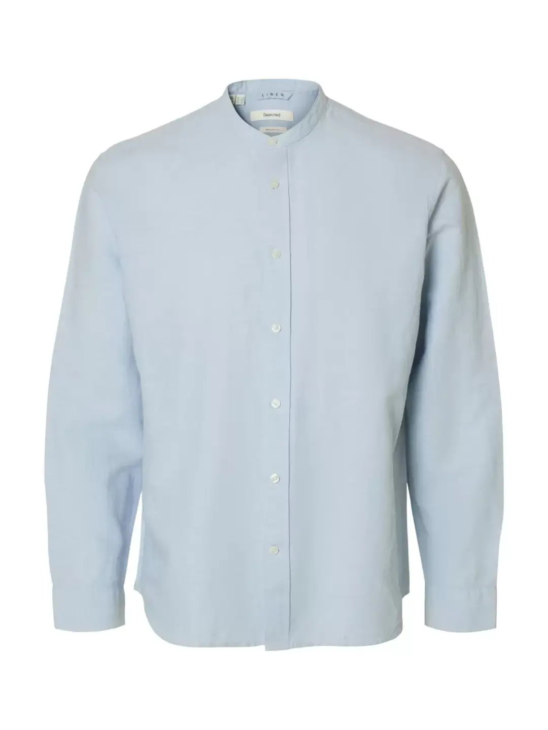 Selected SLHREGCLAY LINENBLEND LS SHIRT BAND, Dusty Blue/Mixed w. white