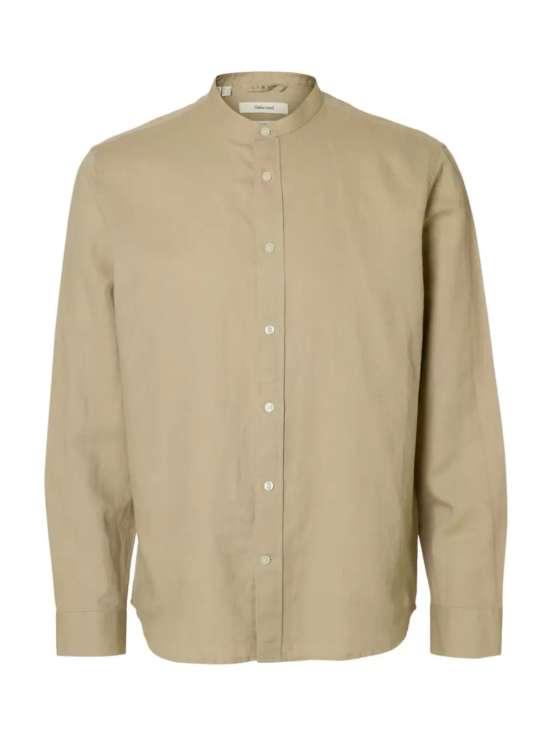 Selected SLHREGCLAY LINENBLEND LS SHIRT BAND NOOS