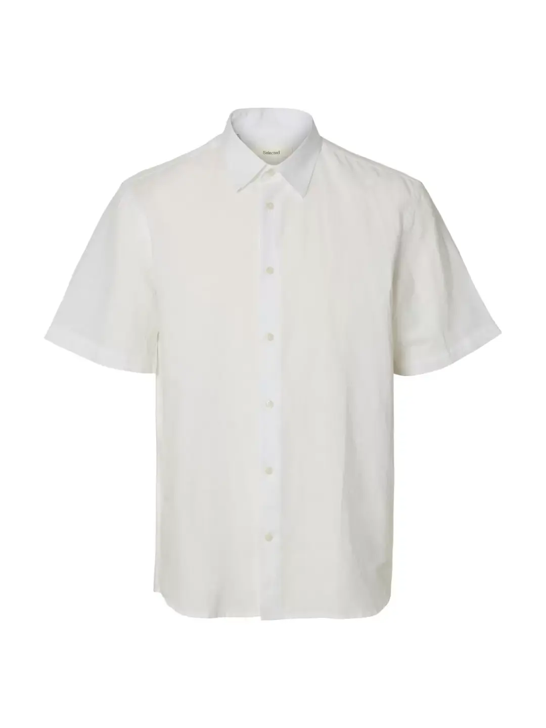 Selected SLHREGCLAY LINENBLEND SS SHIRT CLA, Bright White
