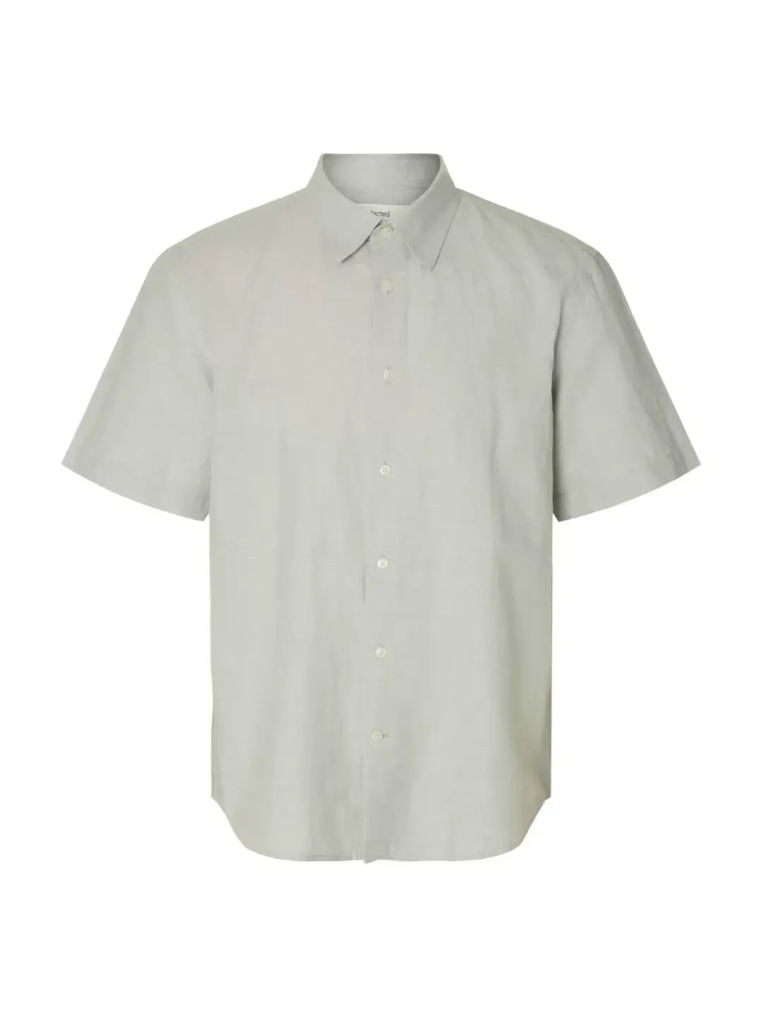 Selected SLHREGCLAY LINENBLEND SS SHIRT CLA, Aqua Gray/Mixed w. white