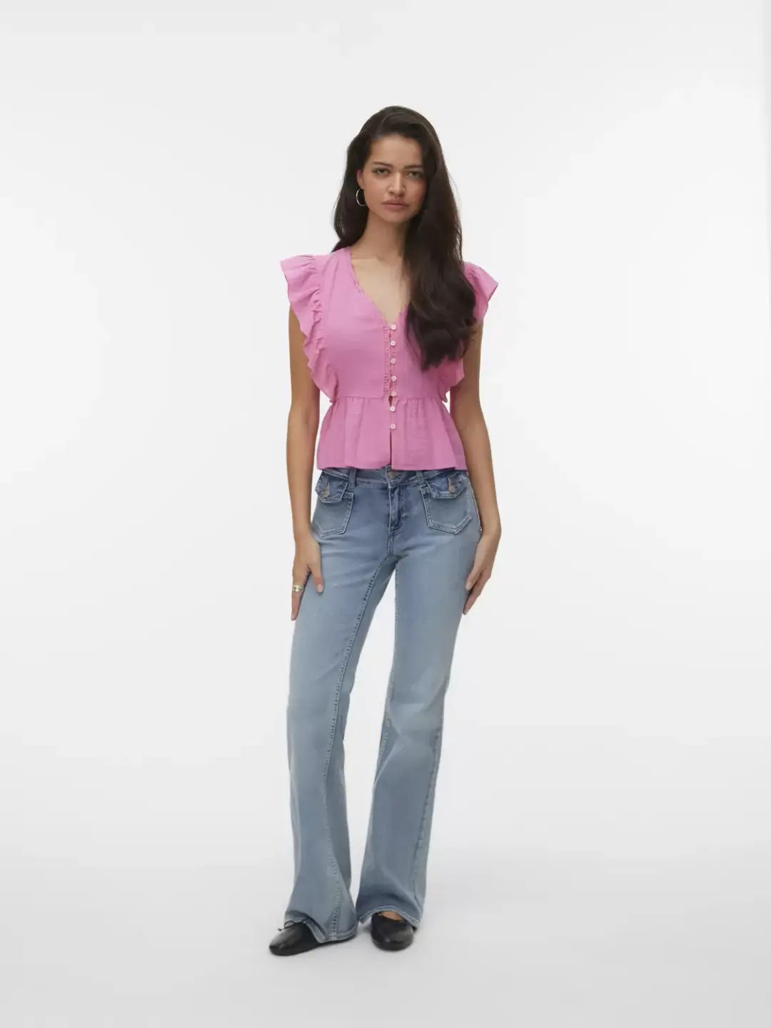 Vero Moda VMVIDO SL TAPE TOP WVN, Pink Cosmos