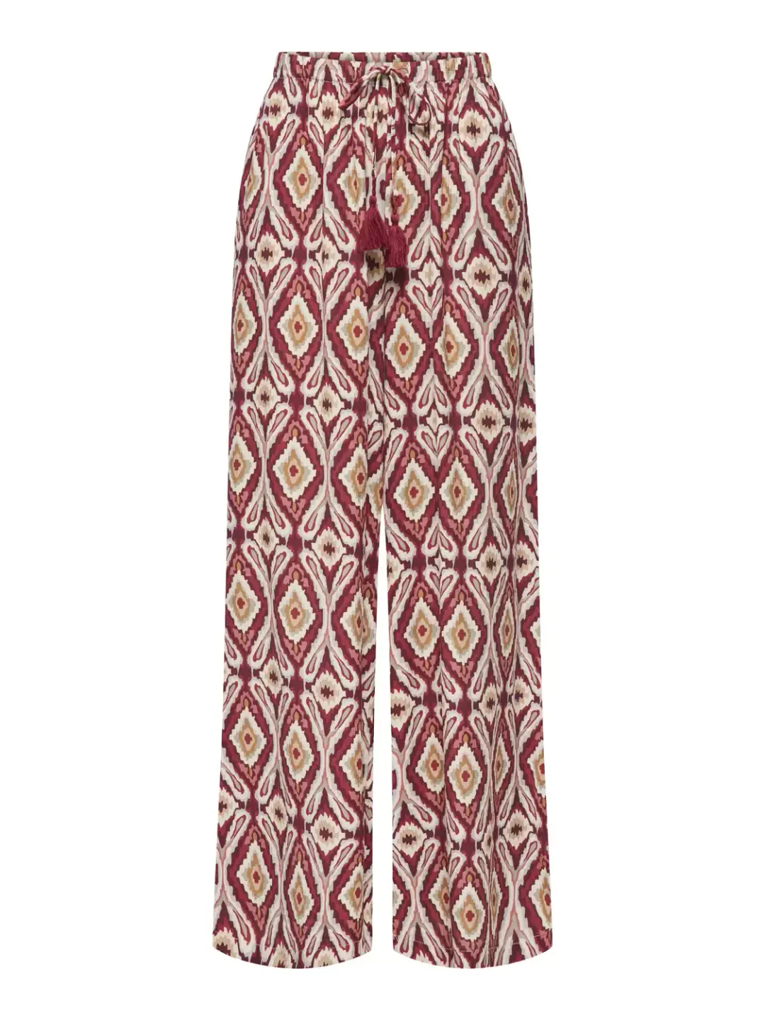 Only ONLGINI MIKASI WIDE PULL UP PANT WV, Brick Red/ABSTRACT SQUARES
