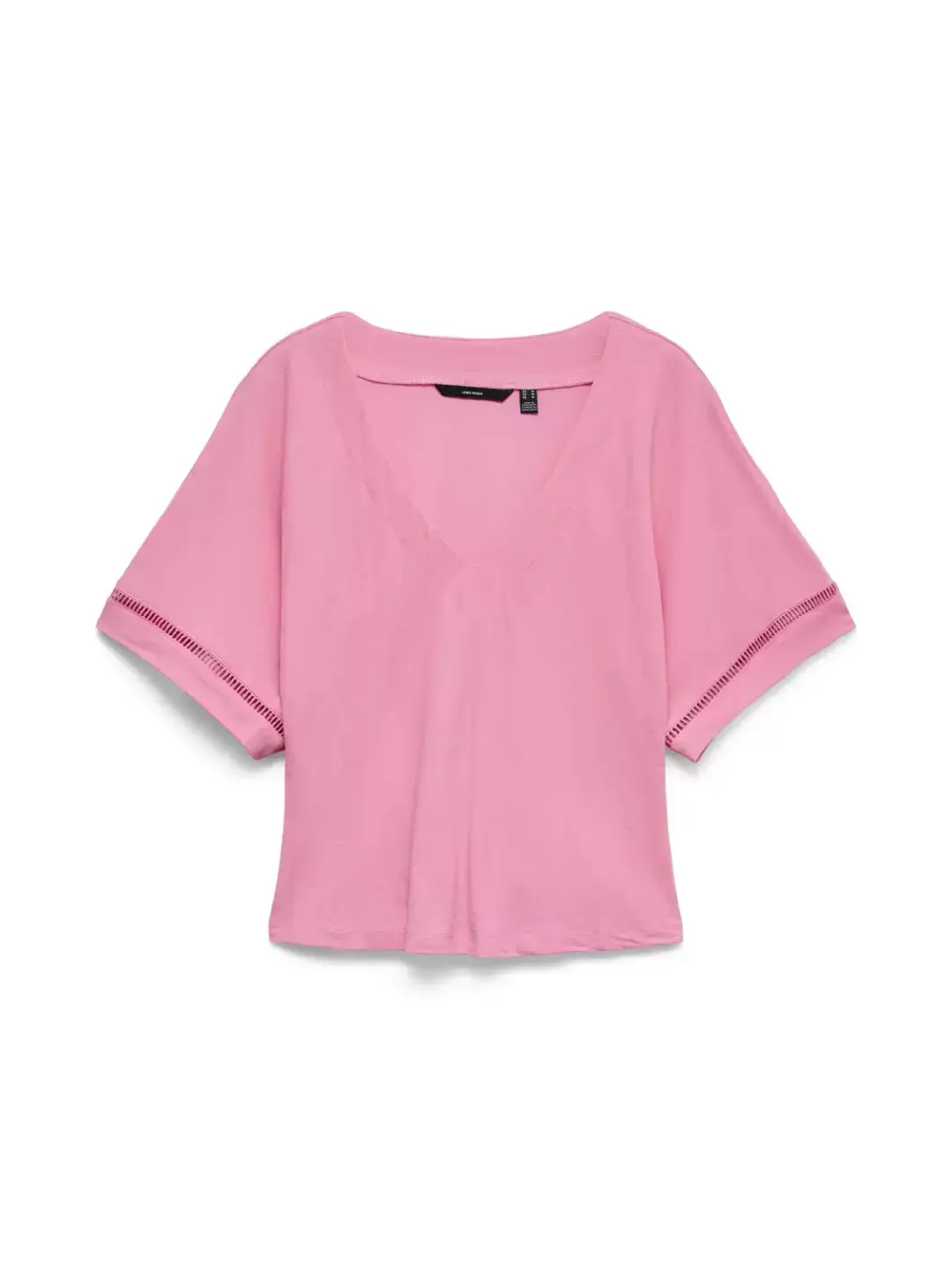 Vero Moda VMLEYLANI SS V-NECK TOP JRS, Pink Cosmos