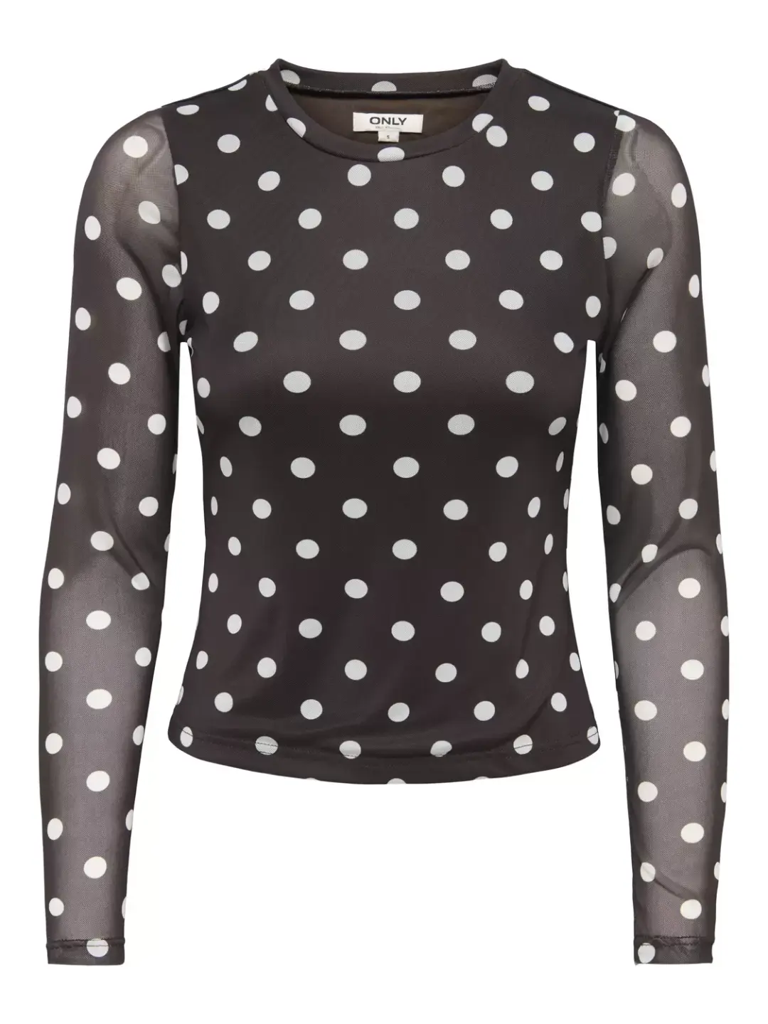 Only ONLNOVA L/S MESH TOP WVN, Coffee Bean/745 White dots