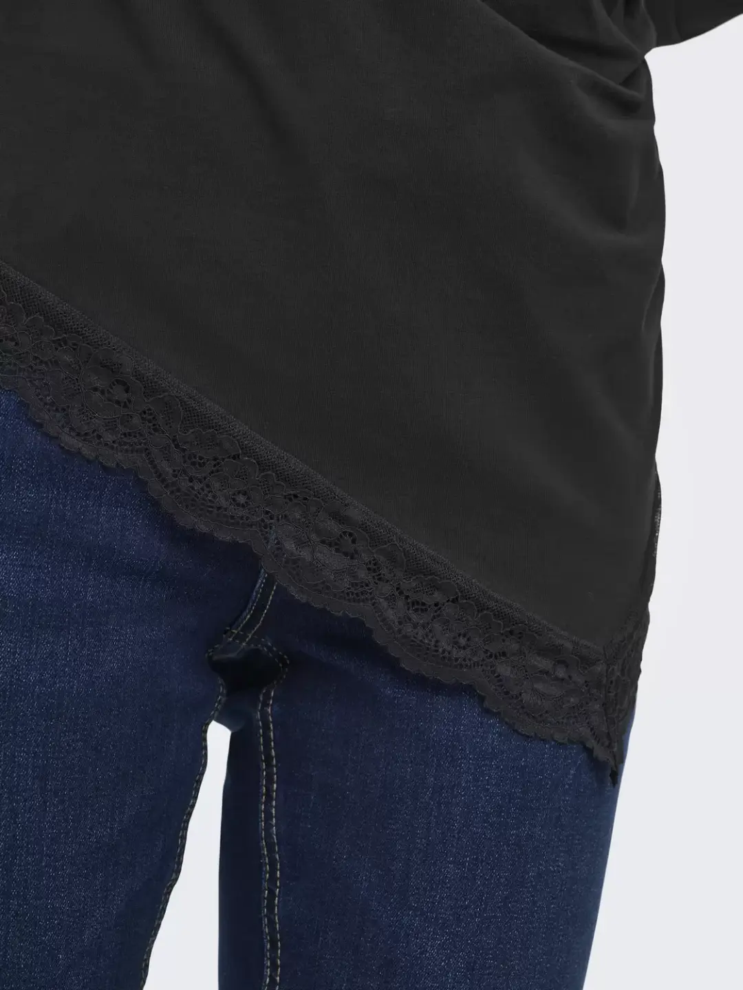 Only ONLLIVE LOVE L/S RUCHING TOP CS JRS, Black/Dtm lace