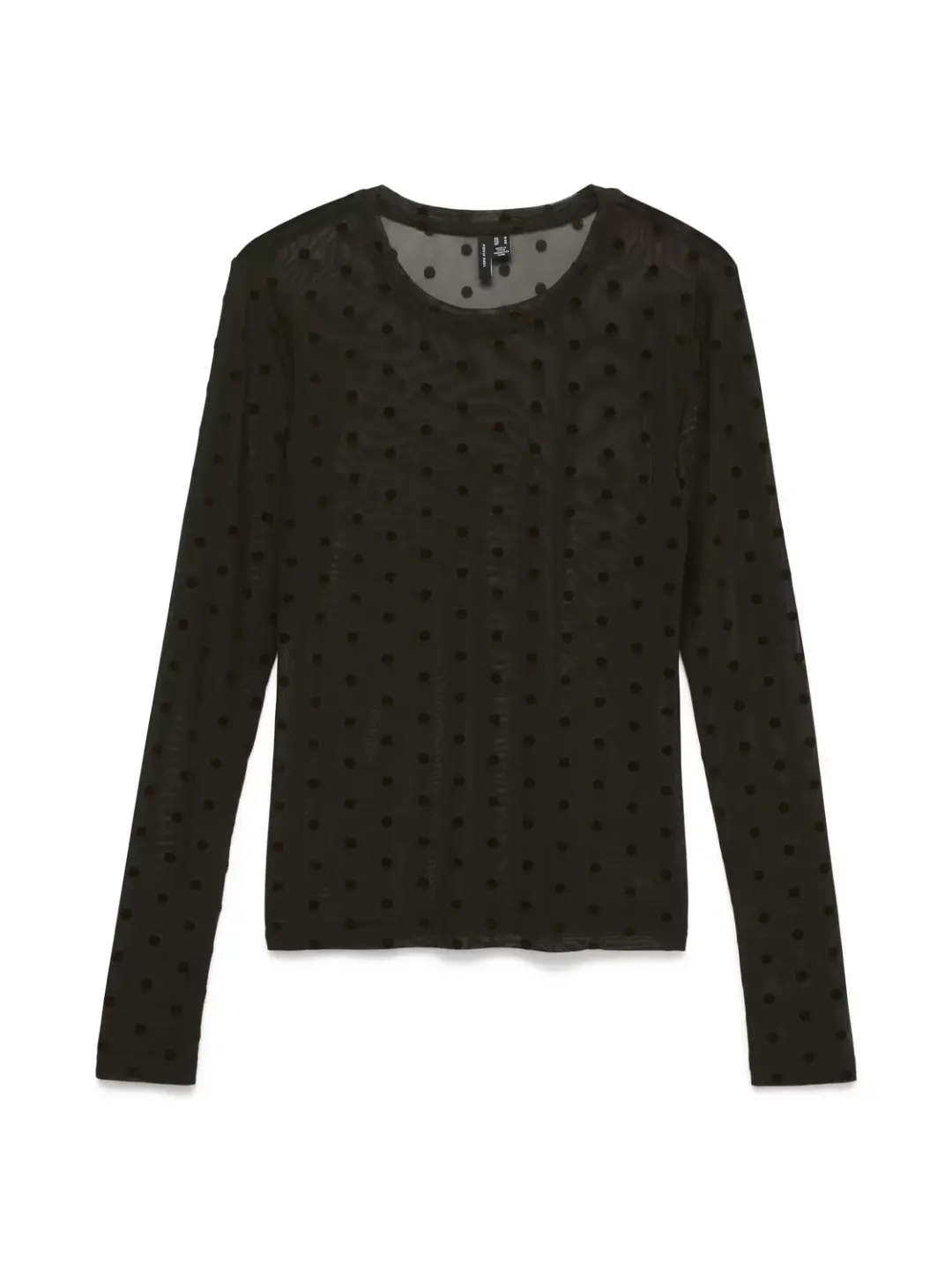 Vero Moda VMLOVA LS MESH TOP JRS NOOS, Chocolate Torte/Dot FLock