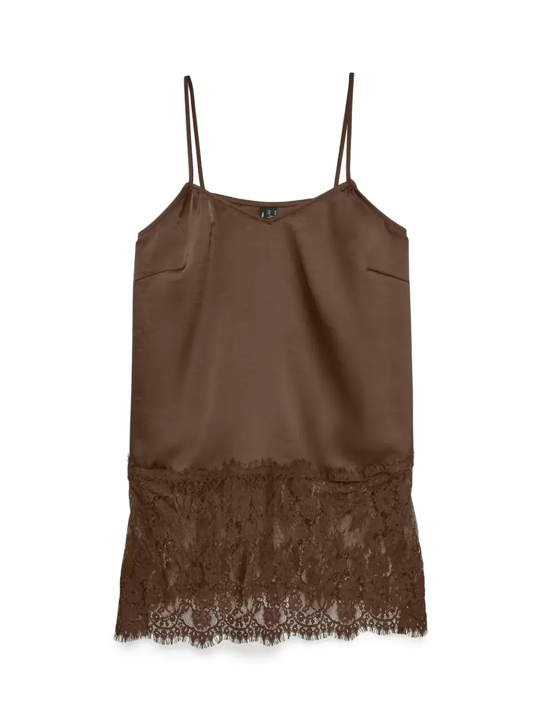 Vero Moda VMOLLIE LACE LONG SINGLET TOP WVN, Cocoa Brown