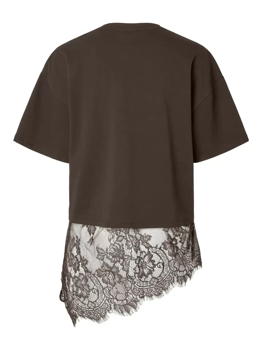 Pieces PCMAVE SS LACE T-SHIRT JRS DM, Hot Fudge