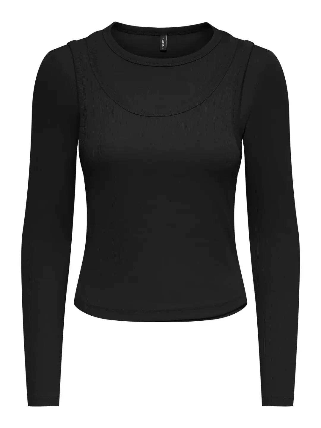 Only ONLJILLI L/S O-NECK DOUBLE TOP JRS, Black