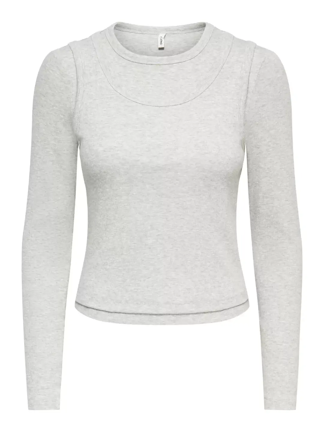 Only ONLJILLI L/S O-NECK DOUBLE TOP JRS, Light Grey Melange