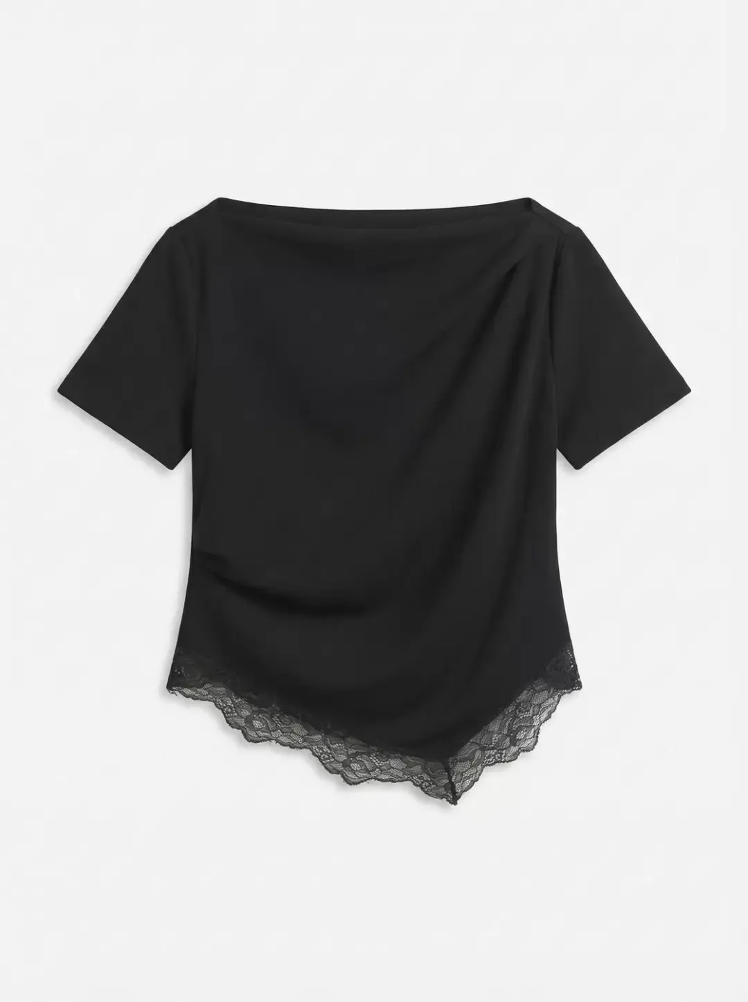 Vero Moda VMNELLI SS LACE BOATNECK TOP JRS, Black/lace edge