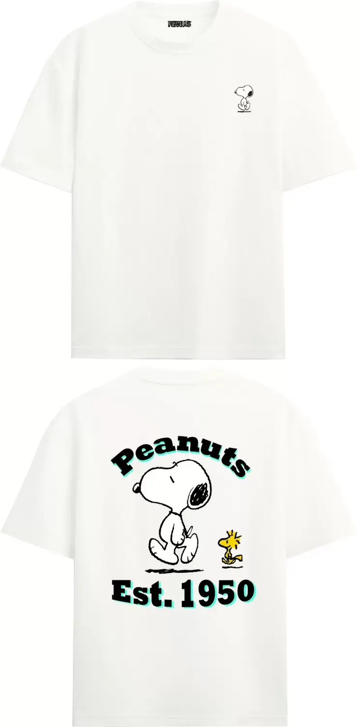 Only & Sons ONSPEANUTS BACK LIFE OVZ SS LIC TEE, Cloud Dancer/PEANUTS EST. 1950